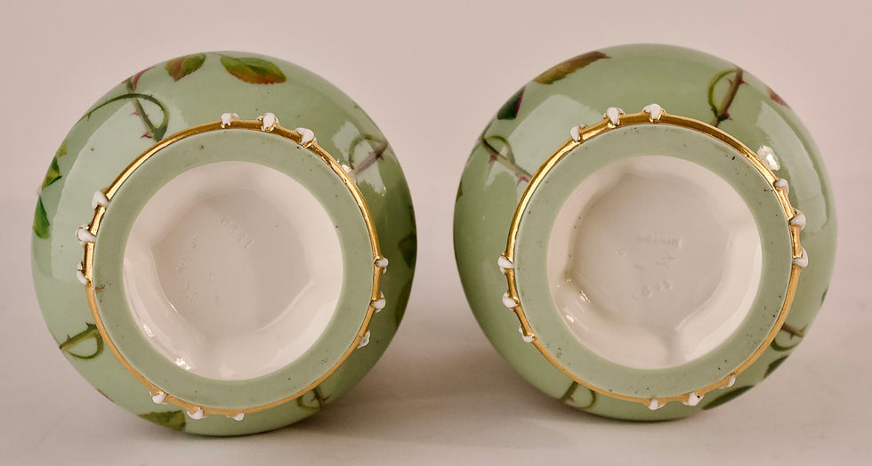 Thumbnail: Christopher Dresser for Minton pair of Celadon Jade Owl Vases