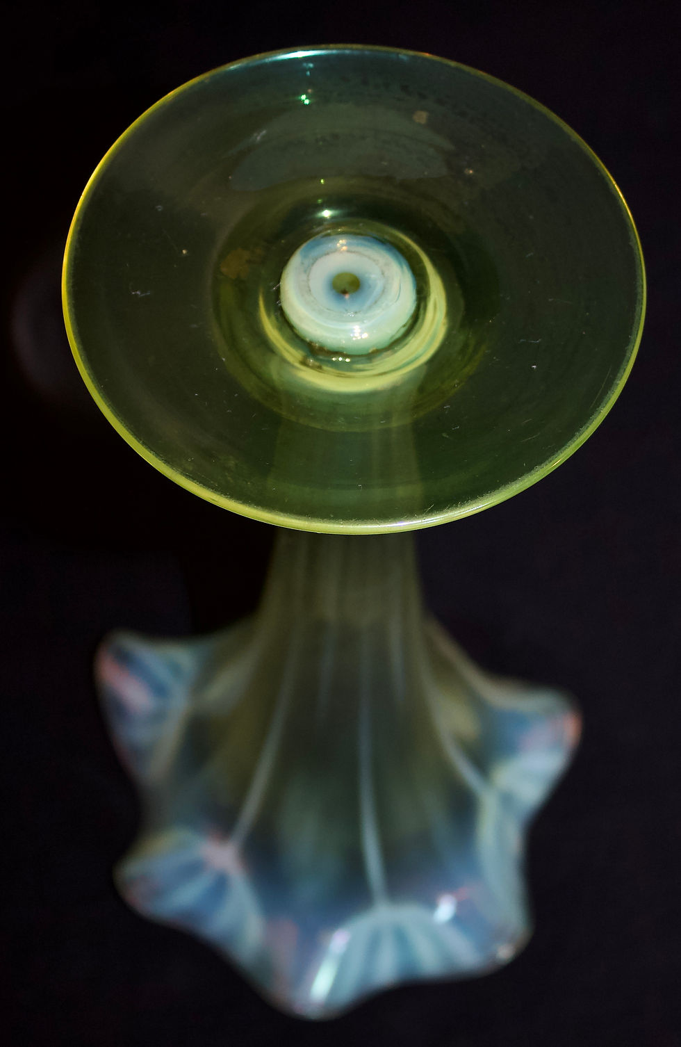 Thumbnail: Walsh Walsh Arts and Crafts  Large Vaseline Glass Trumpet Vase