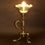 Thumbnail: WAS Benson Arts and Crafts Brass Table Lamp with Vaseline Glass Shade