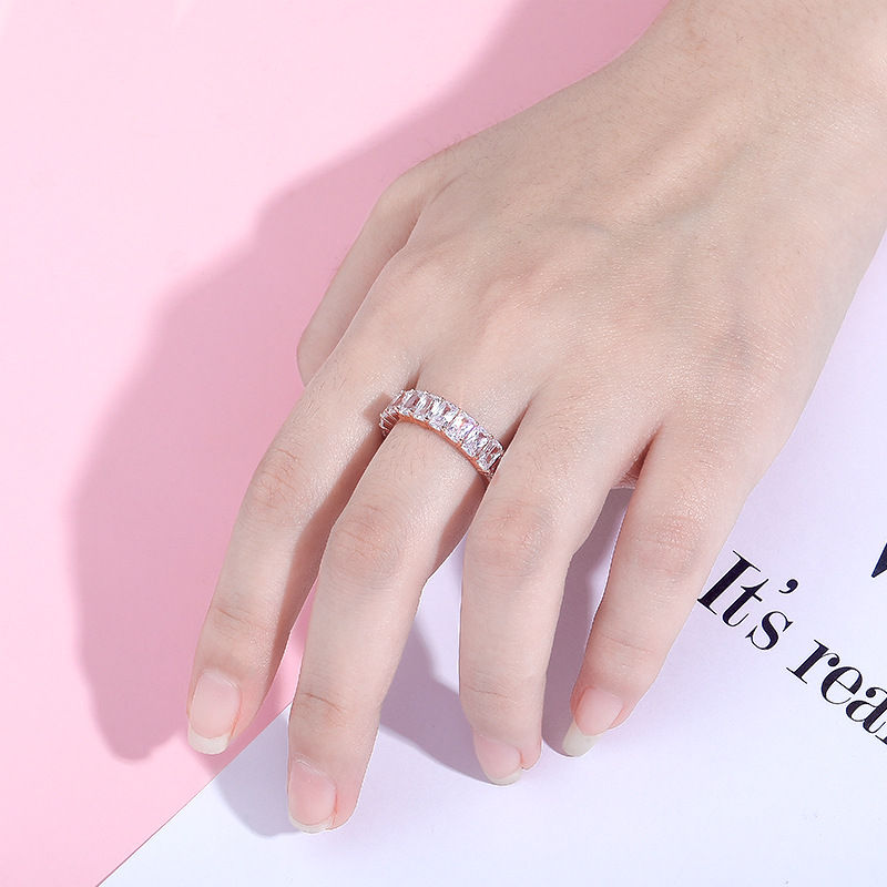 Thumbnail: Baguette Diamond 925 Sterling Silver Ring Cz Stone Wedding Rings