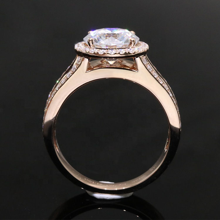 Thumbnail: Luxury 3 Carats Round Brilliant Cut Moissanite Ring 18K Solid Rose Gold