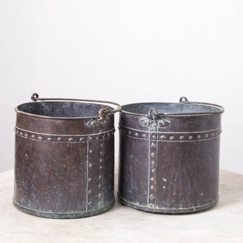 Pair of Copper Peat Buckets PORTICO
