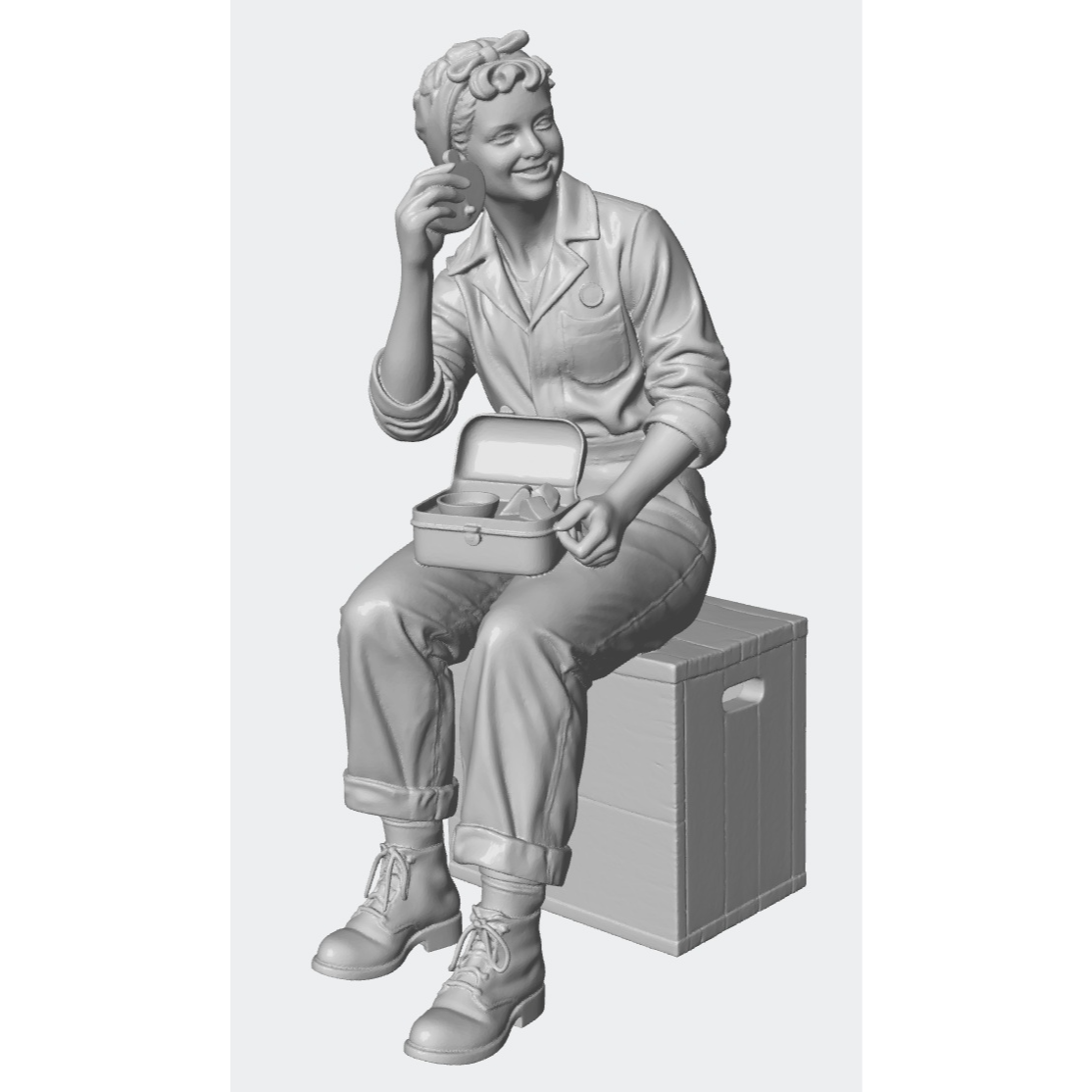 N-2036 - Woman with lunchbox seated - EVERYDAY FIGURES- Choose your