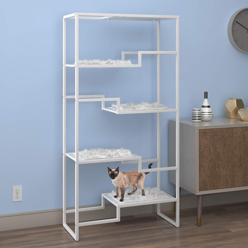 Thumbnail: THE REFINED FELINE 62 Inch Tall Metropolitan Cat Condo, White Metal Frame Cat T