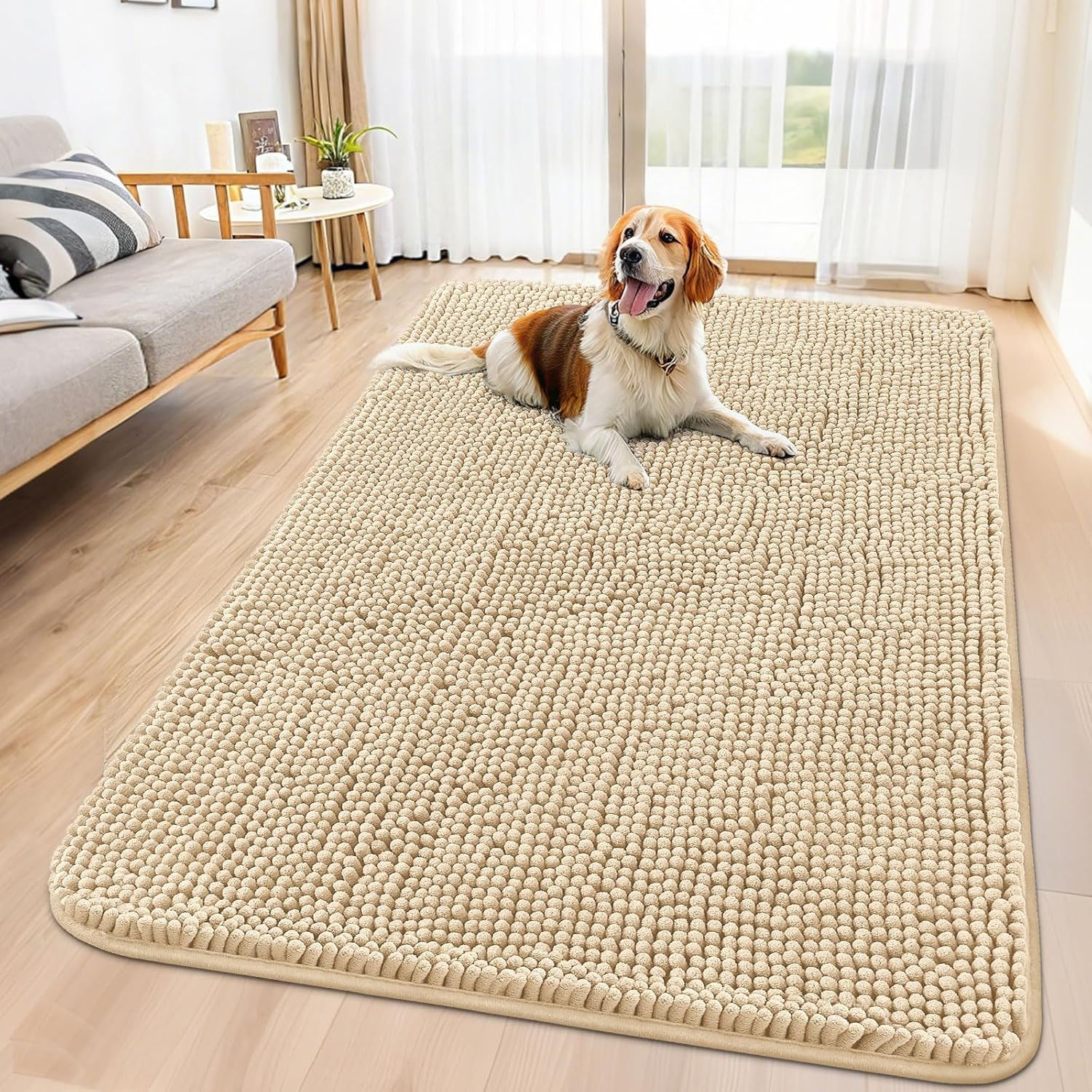 Smiry Dog Door Mat for Muddy Paws 48x30, Absorbs Moisture and Dirt Doormat, Non