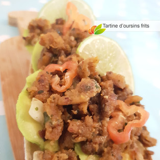 Tartine d'oursins frits et avocat