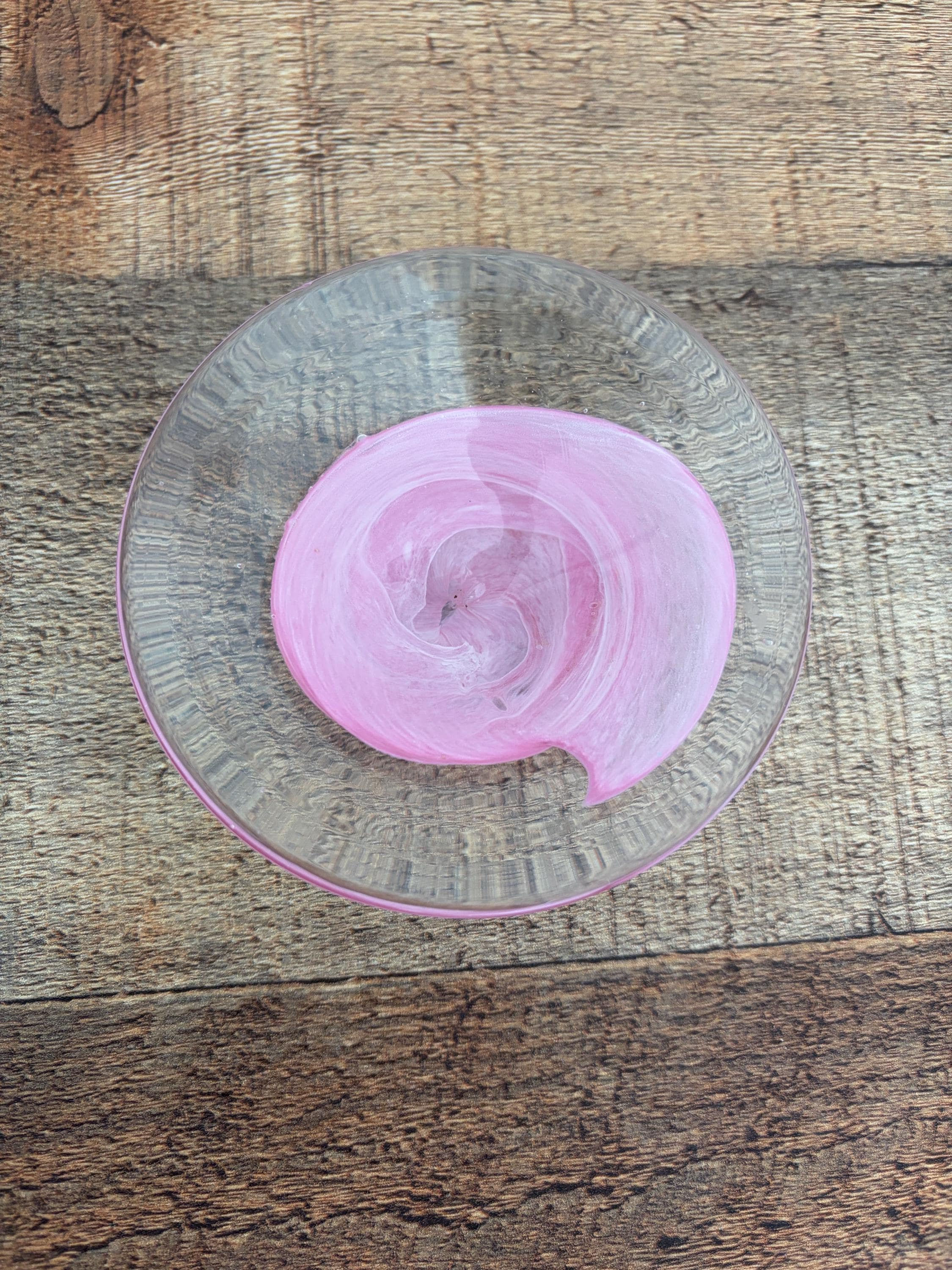Vintage Pink Art Glass Trinket Dish Swirl Bowl Studio Glass Murano Style 10cm