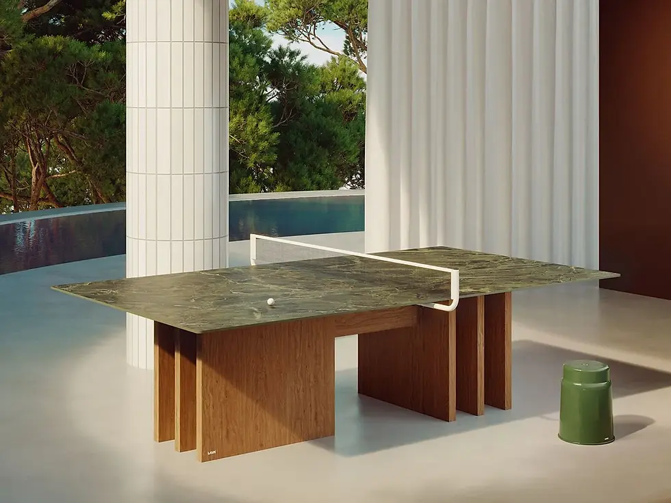 Tomo Porcelain stoneware and Oak wood Ping pong table