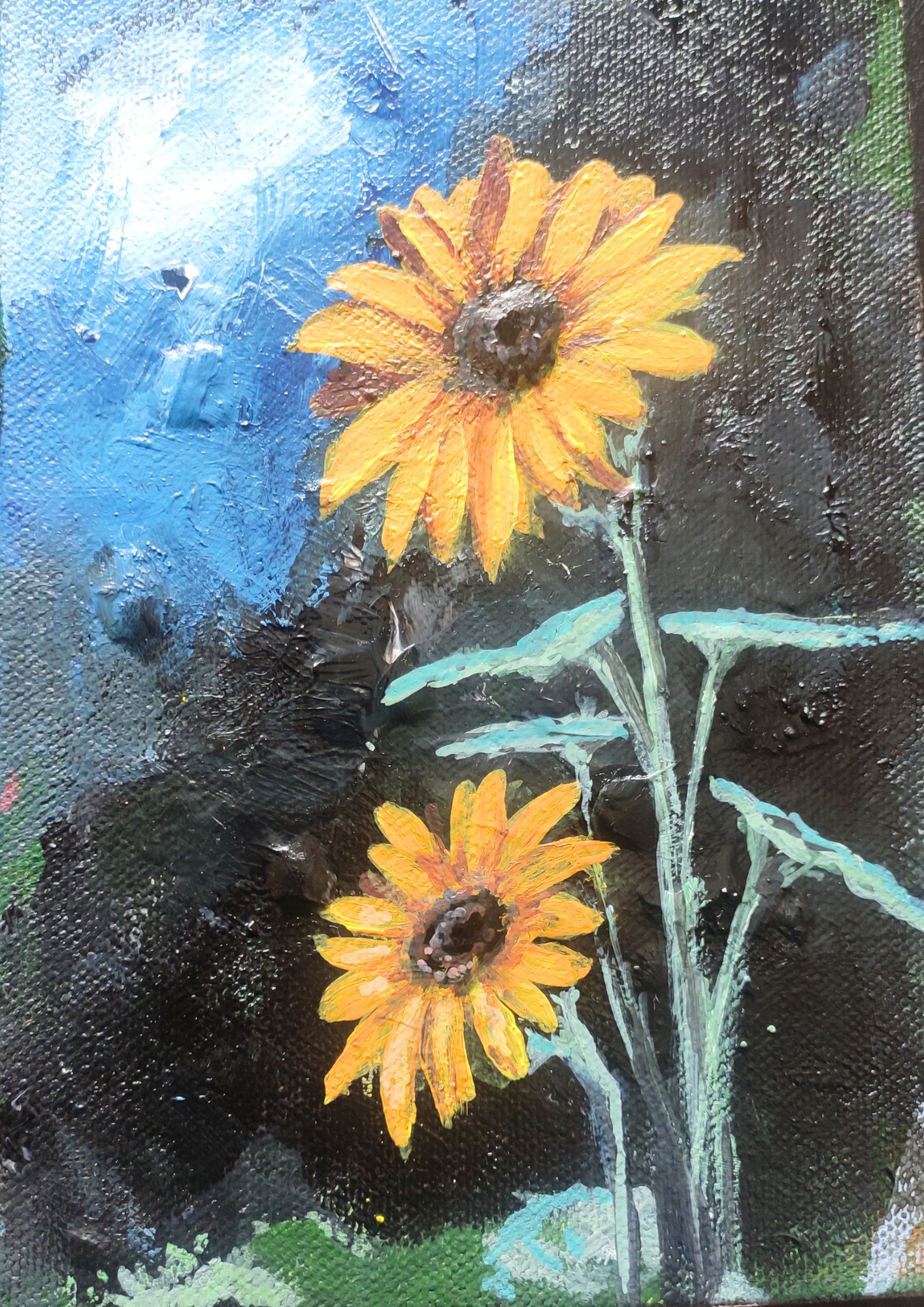 When Light Persists by MUKTA CHOWDHURY NANDI, vibrant sunlit flowers against shadowy background