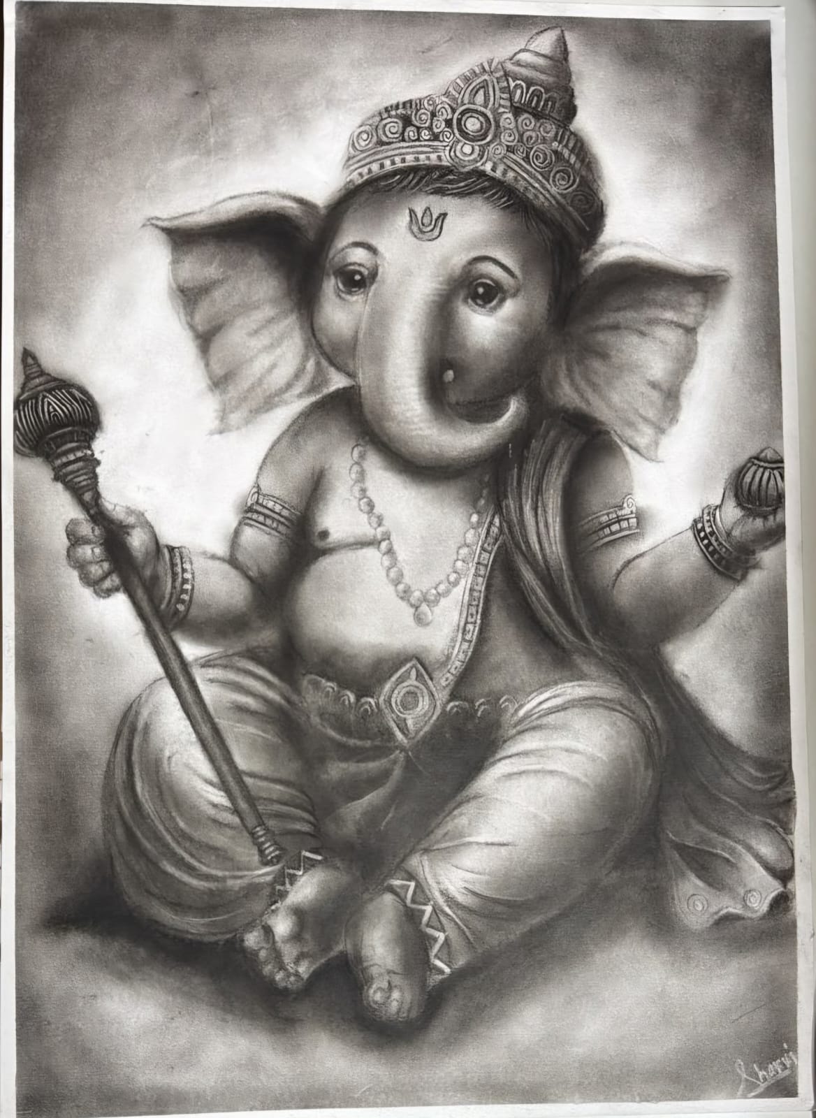 Shree Ganesha Namah by Sharvi pandey, detailed depiction of Lord Ganesha