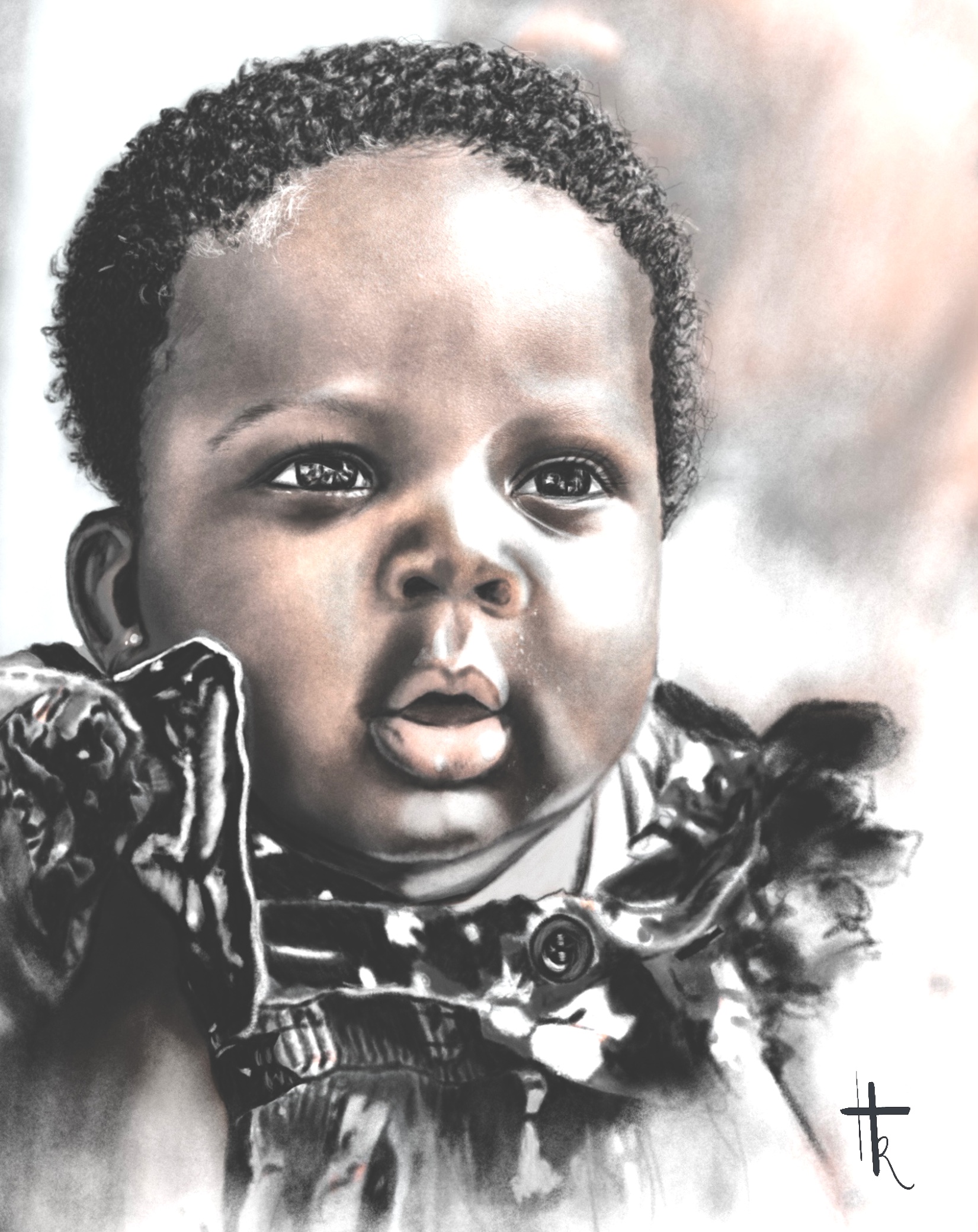 Pure by Hannelie Klopper, portrait of a young child with curly hair