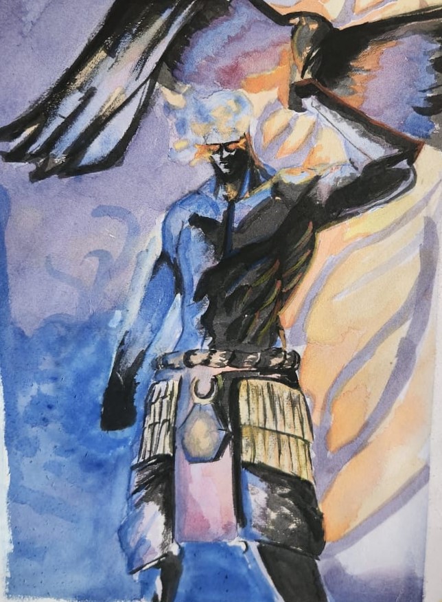 The Angel of fire by Oluwademilade Shasore-Asunramu, powerful humanoid figure with flames