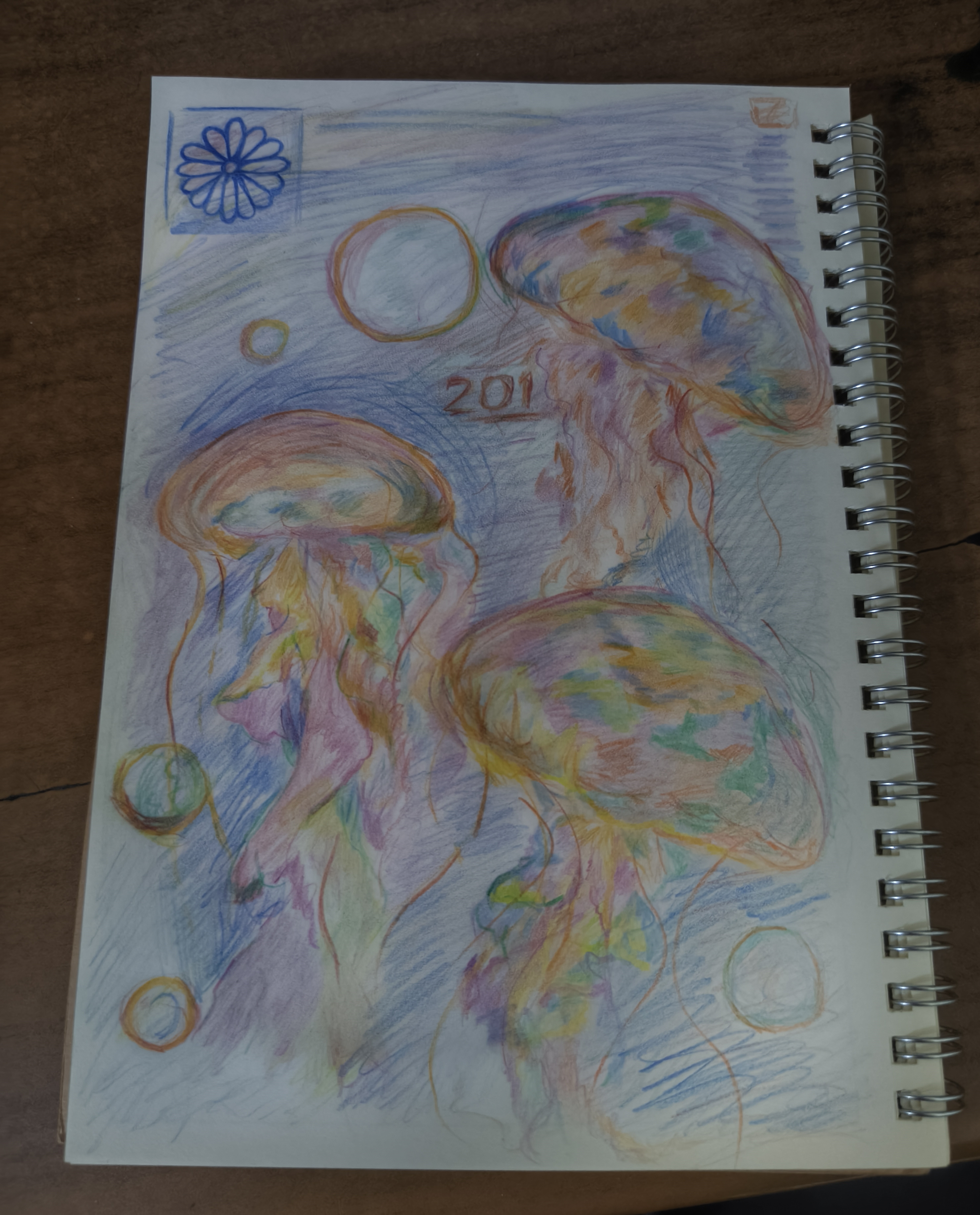 Colorful Jellyfish by Puja Dhar featuring vibrant marine life