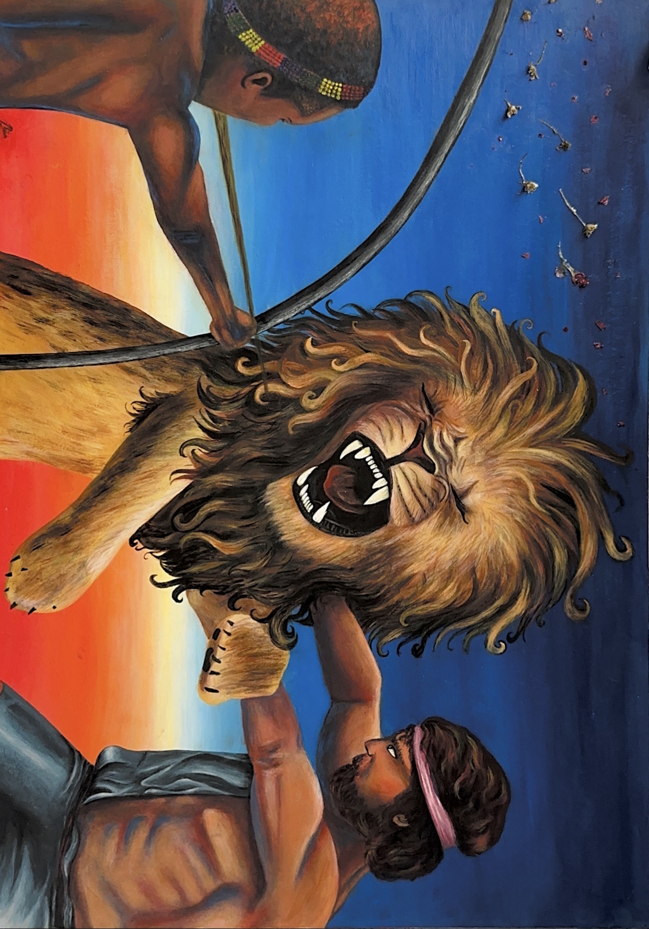 Cycle of life by Joëlle Nuulimba - dramatic scene with lion