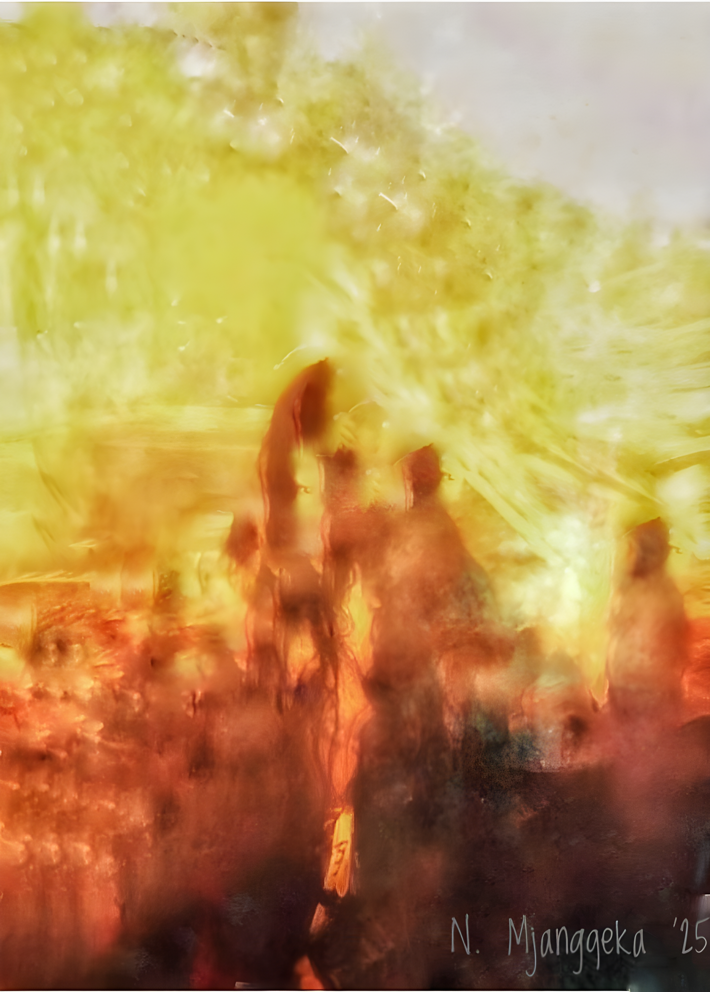 She is hot by Nwabisa Mjangqeka, fiery abstract composition with vivid colors