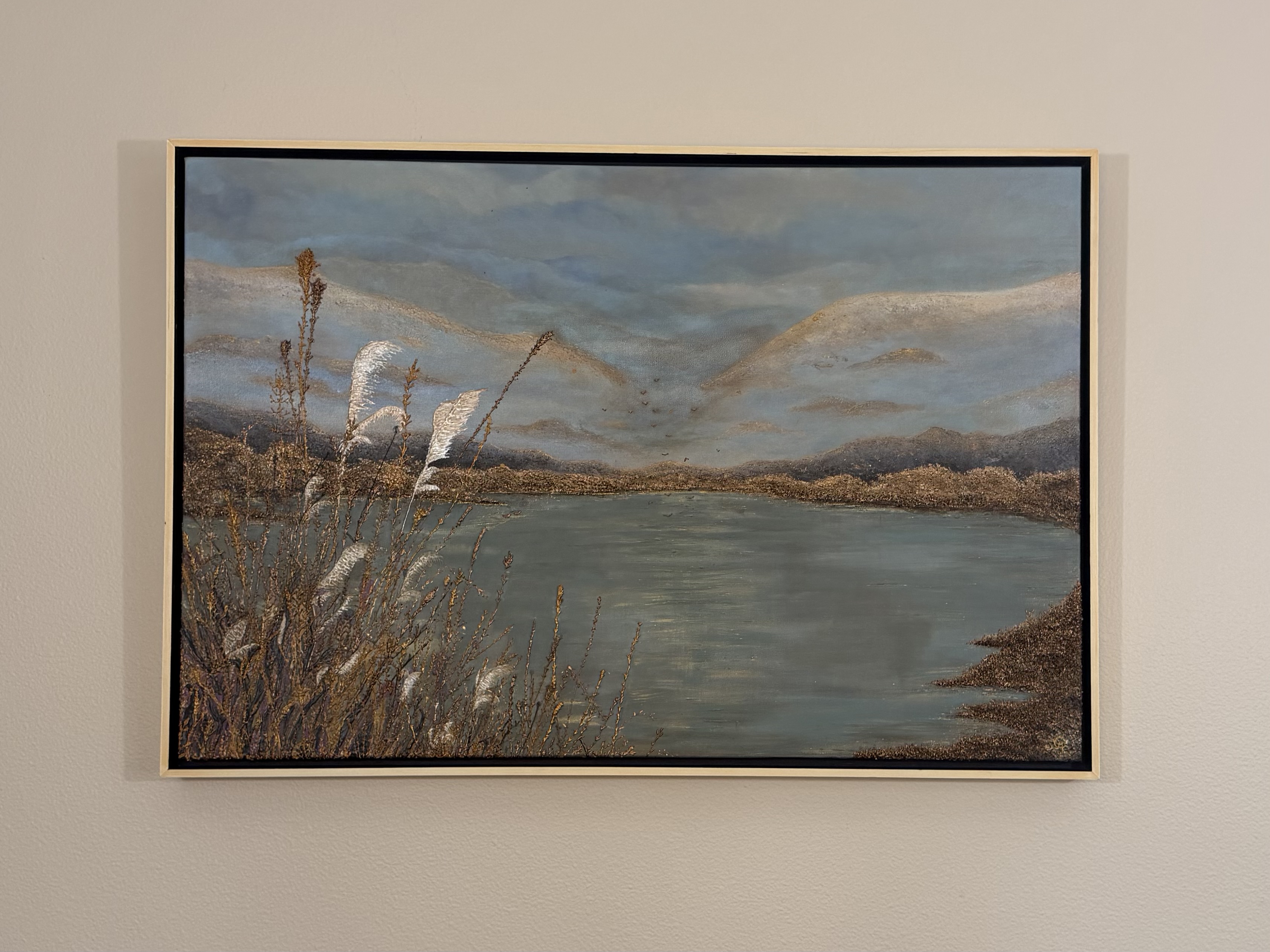 Gilded Grove by Cassandra Morse - serene landscape with water and earthy banks