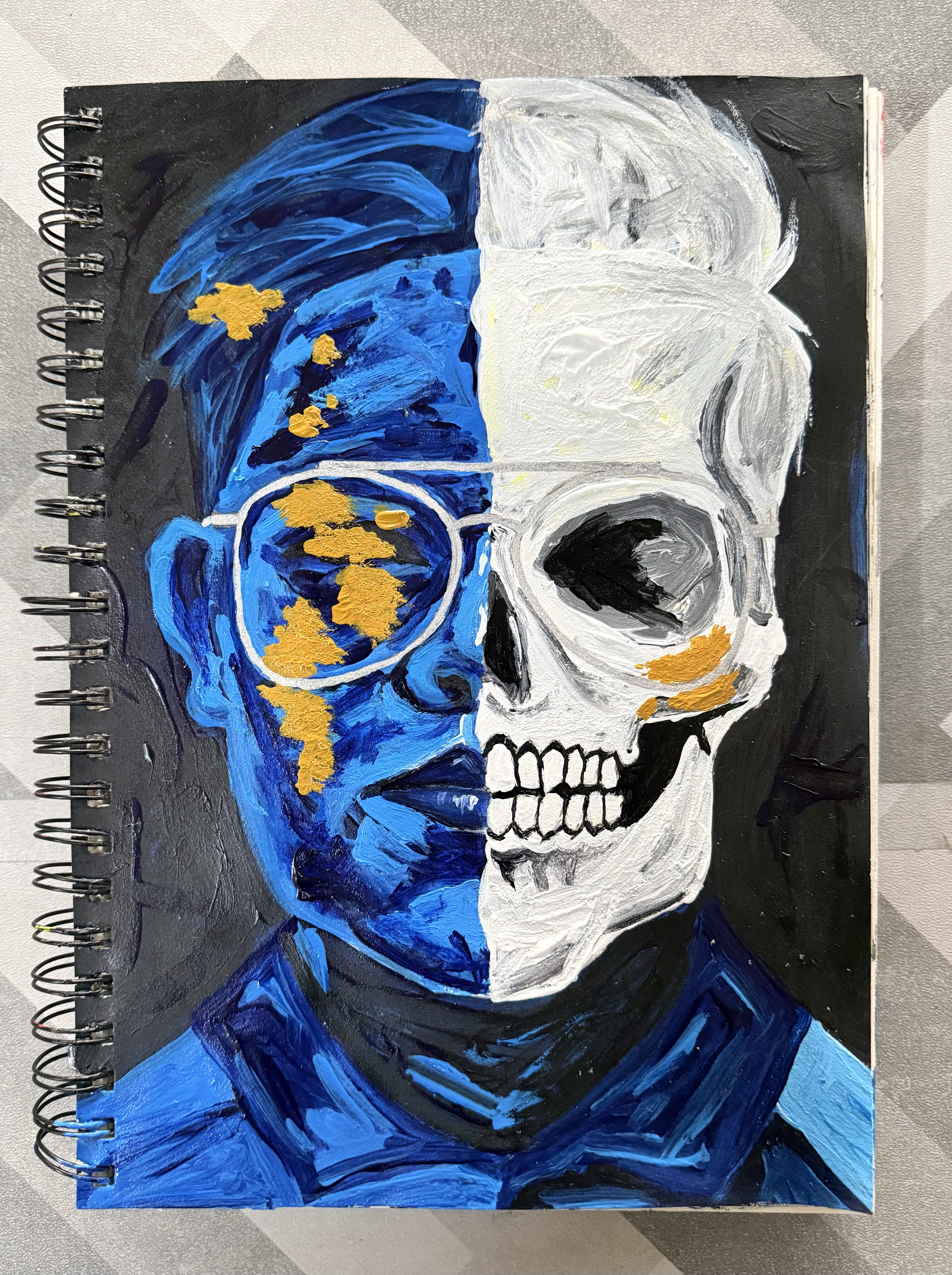 The Inner Divide by ZUL HELMI BIN ROSLAN, portrait with blue tones and expressive brushstrokes