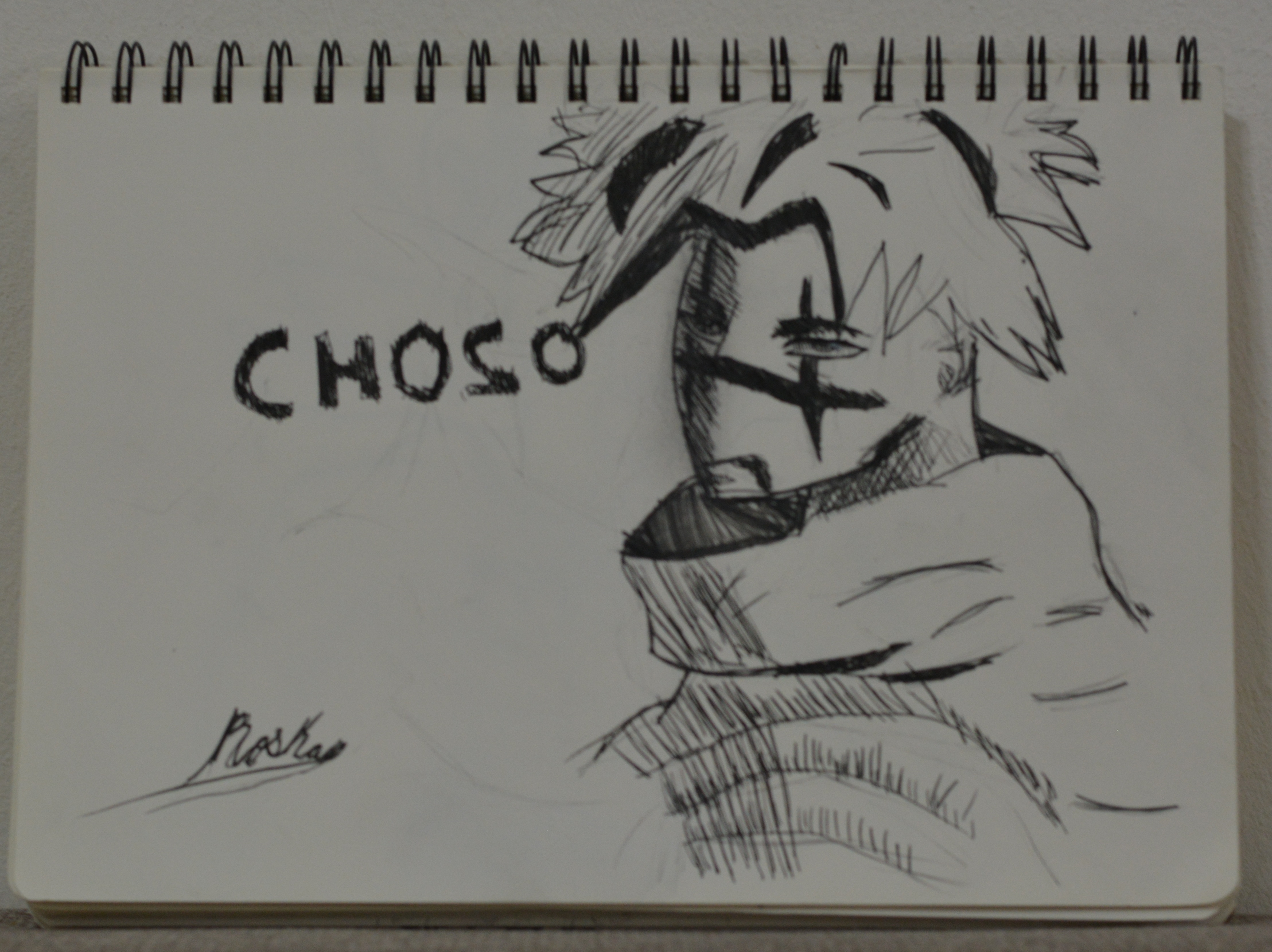 Anime series by Roshan Joy philip, black and white anime character sketch