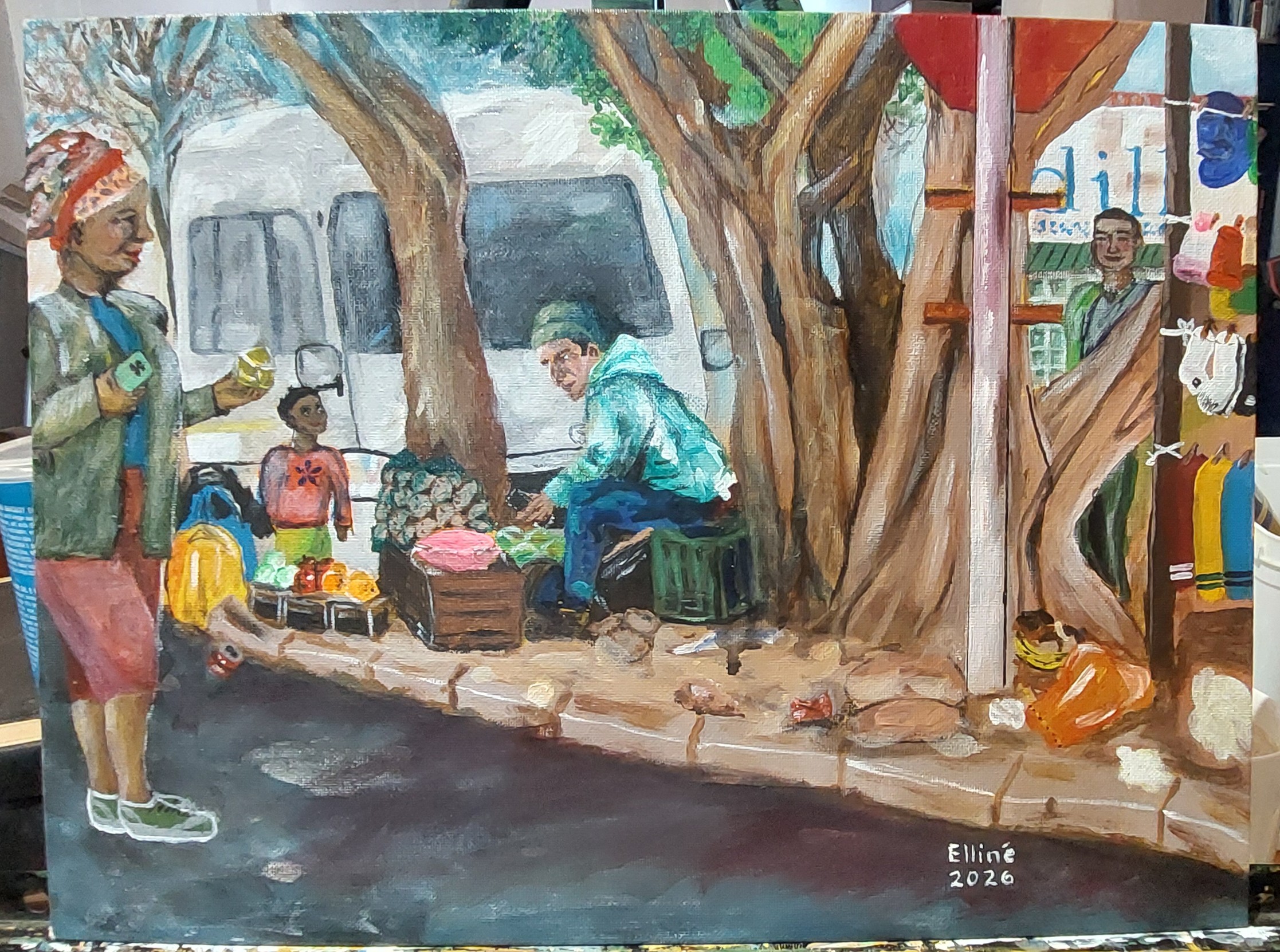 Vibrancy by Elline Cockburn, vibrant street market scene