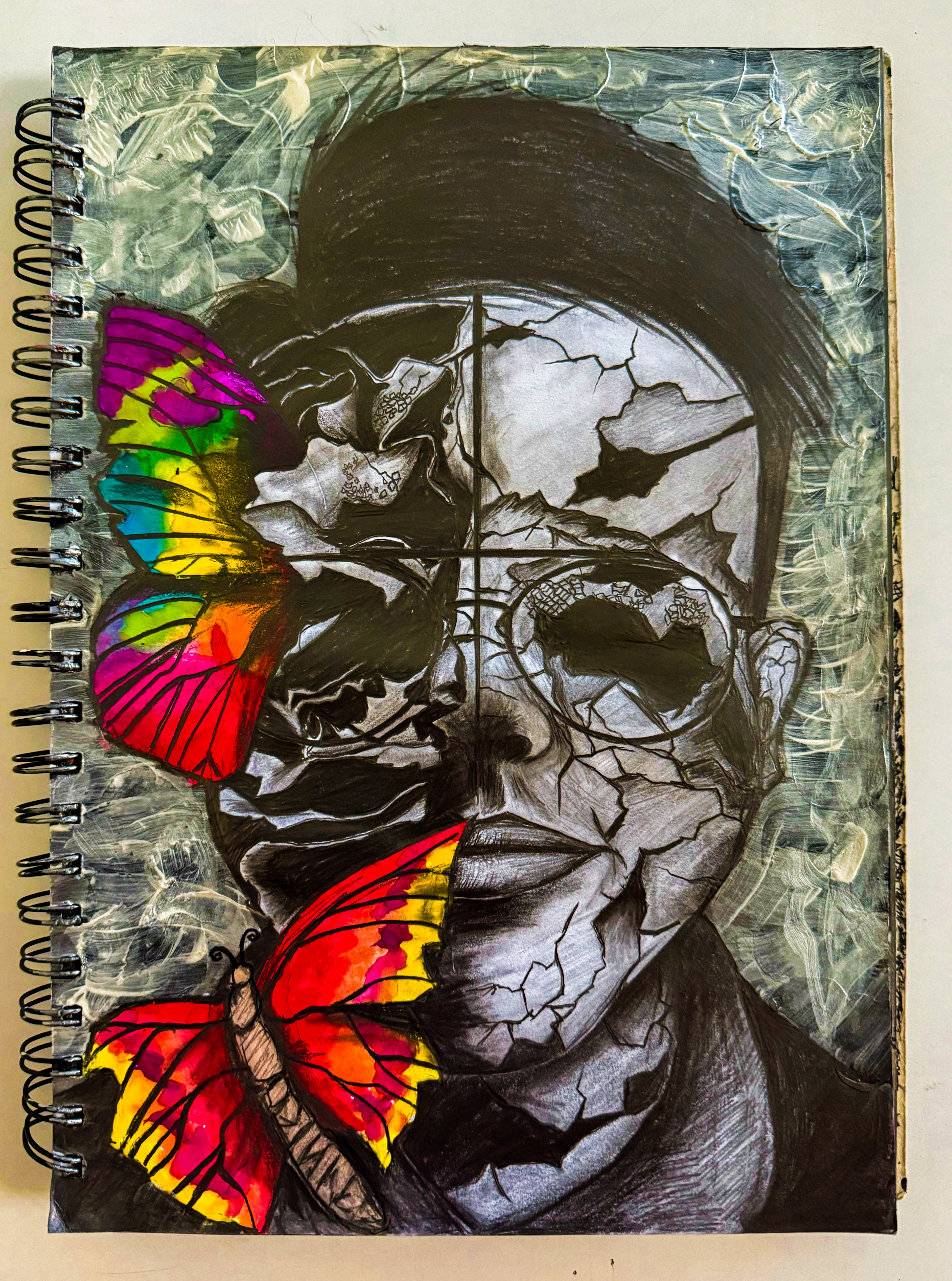 Chrysalis of Pain by ZUL HELMI BIN ROSLAN, a fragmented monochromatic face