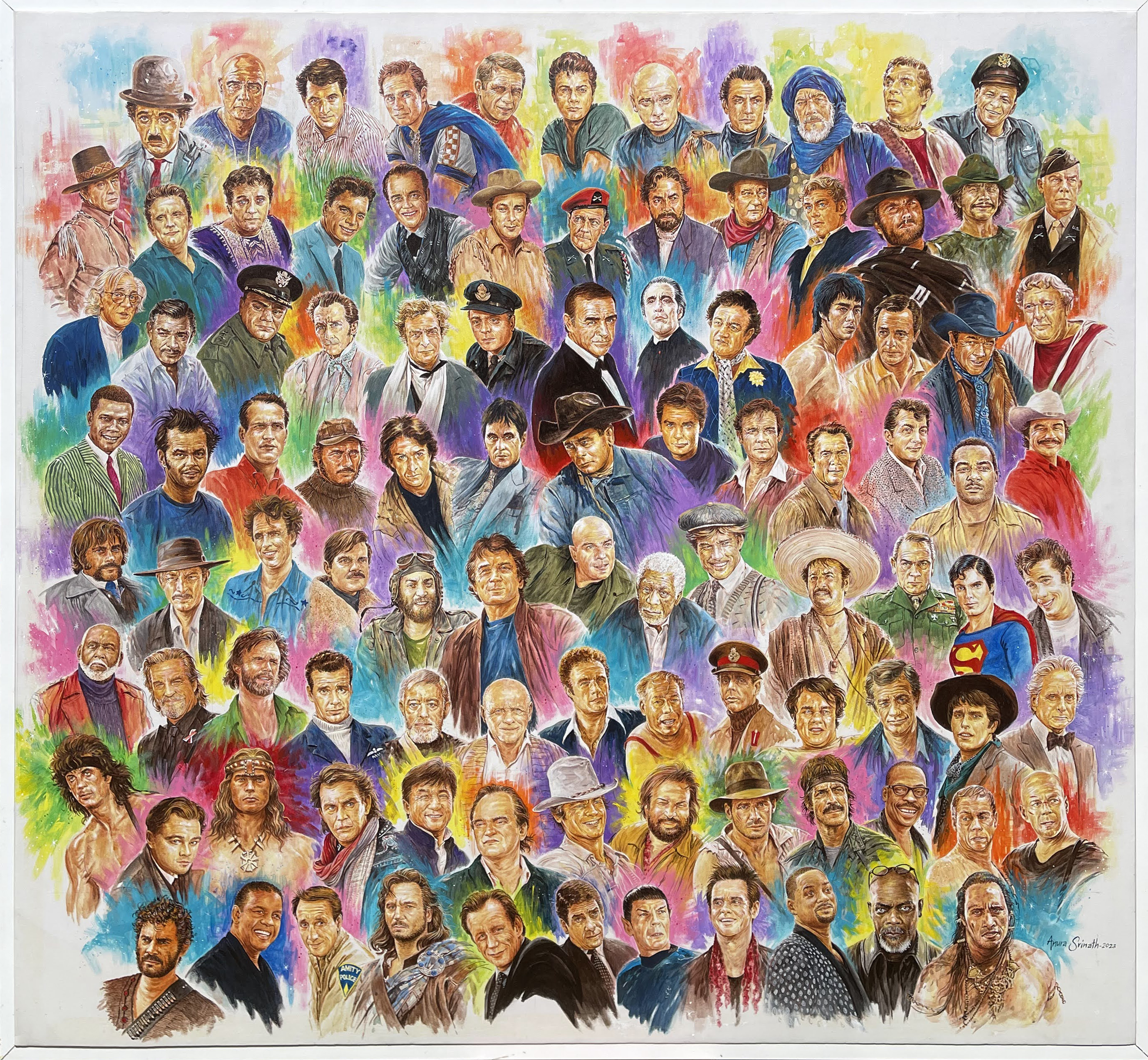 100 Hollywood Stars by Anura Srinath Malaviarachchi - portraits grid of Hollywood actors
