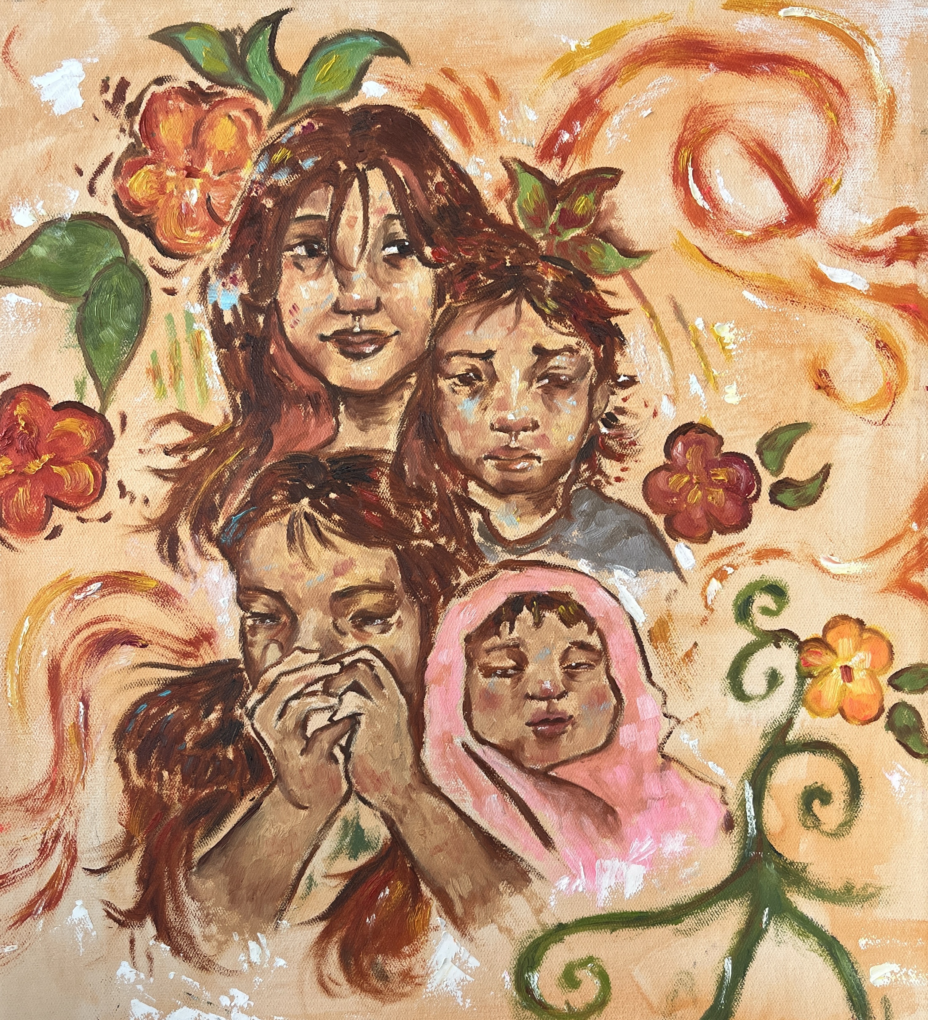 A matter of time by Foo An Qi - four faces against earthy background