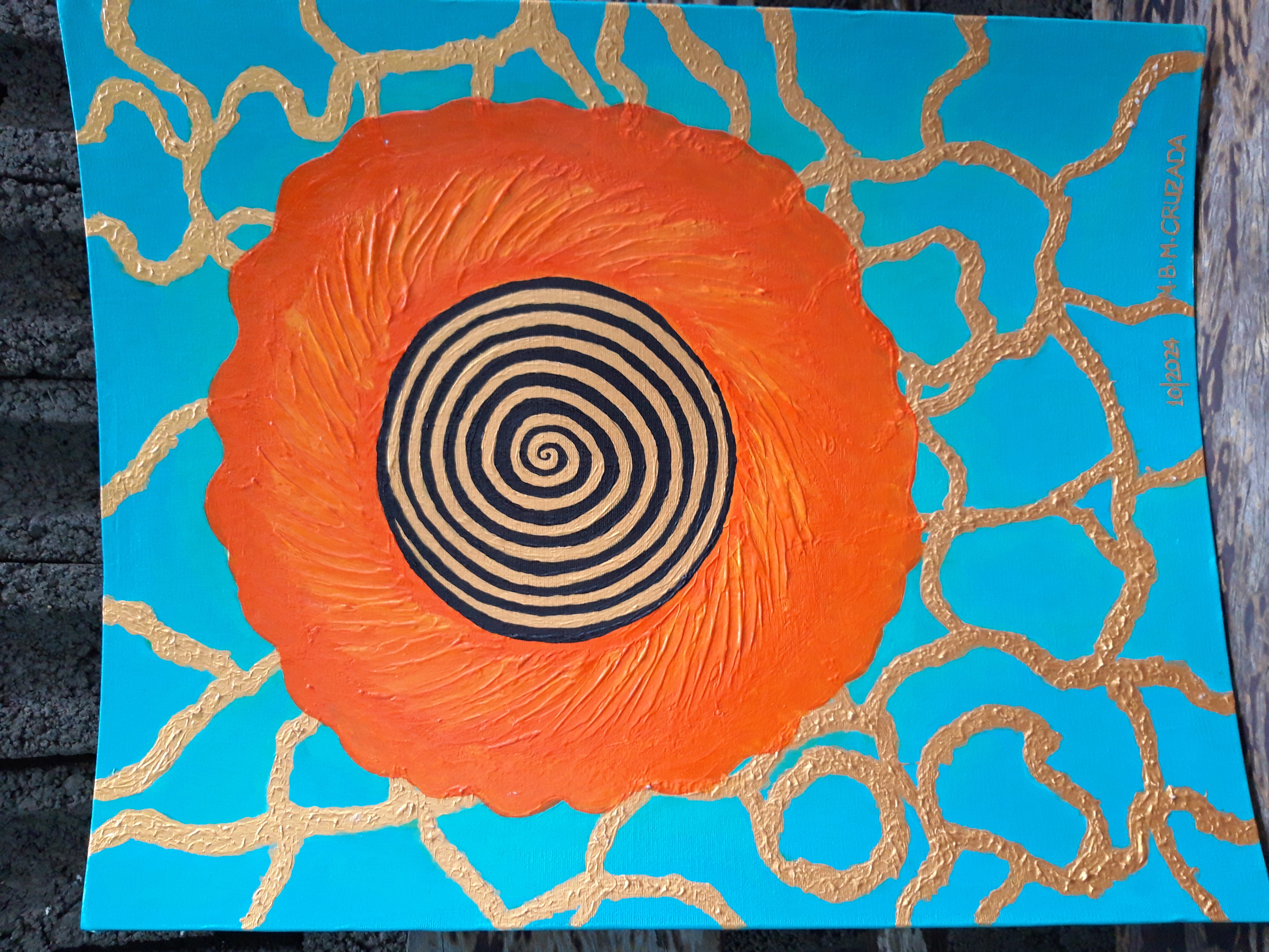 Aquatic Dream Portal by Mark Bryan Cruzada, vibrant spiral in orange circle