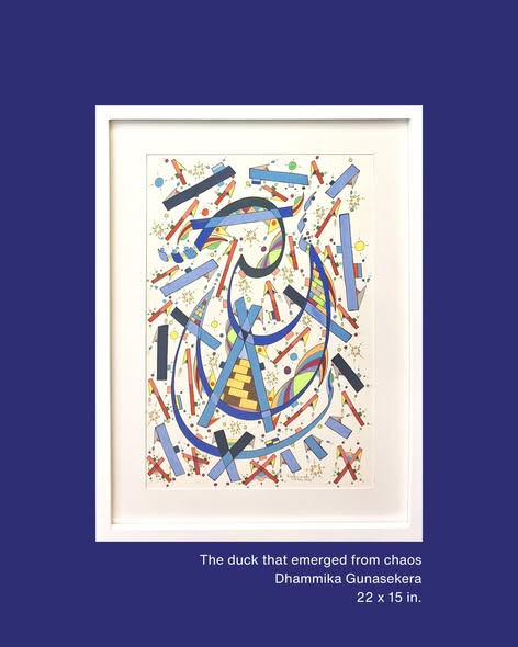 Duck that emerged from Chaos by Dhammika Nissanka Gunasekera, abstract duck with geometric patterns