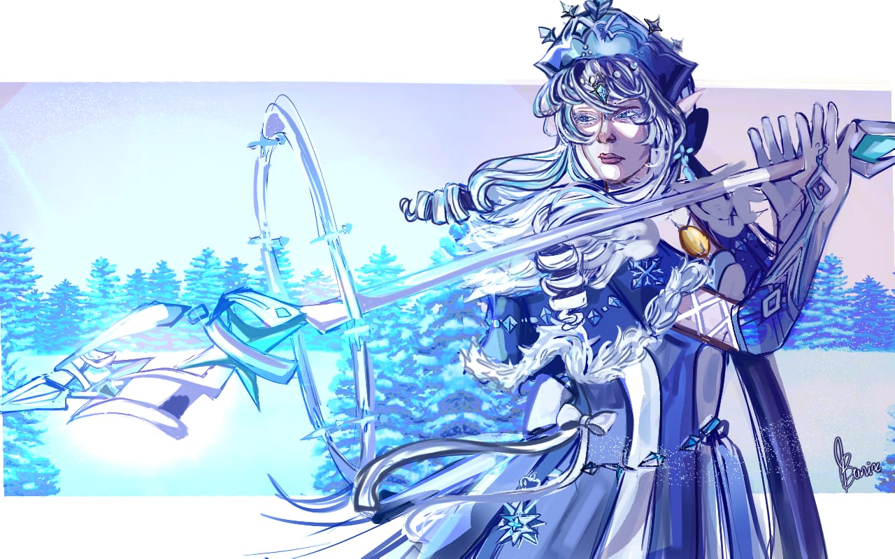 Tsaritsa by Luka featuring a regal snow queen in blue and white