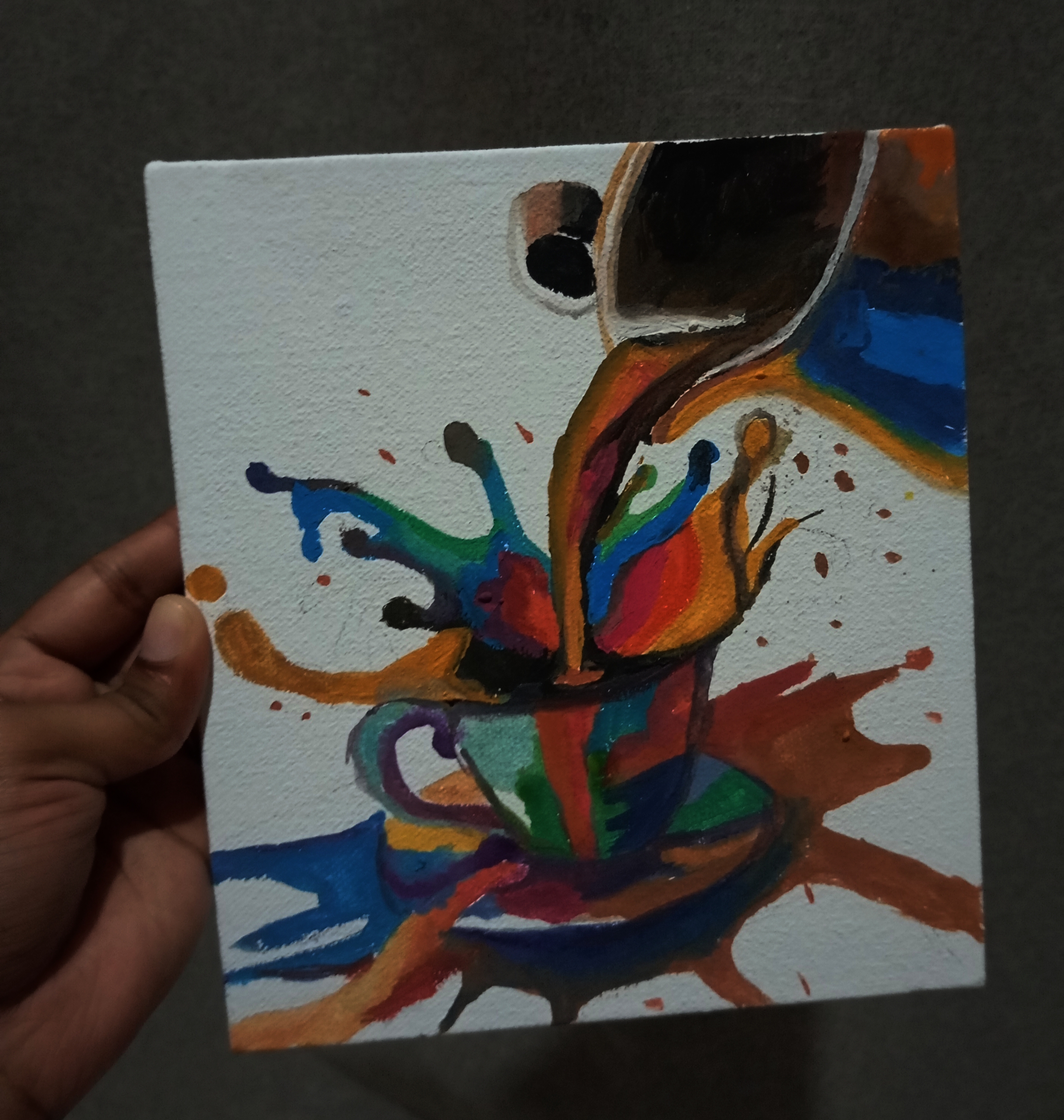 Beyond the brew by Hana Mohamed Raashid, a vibrant cup with exploding colors