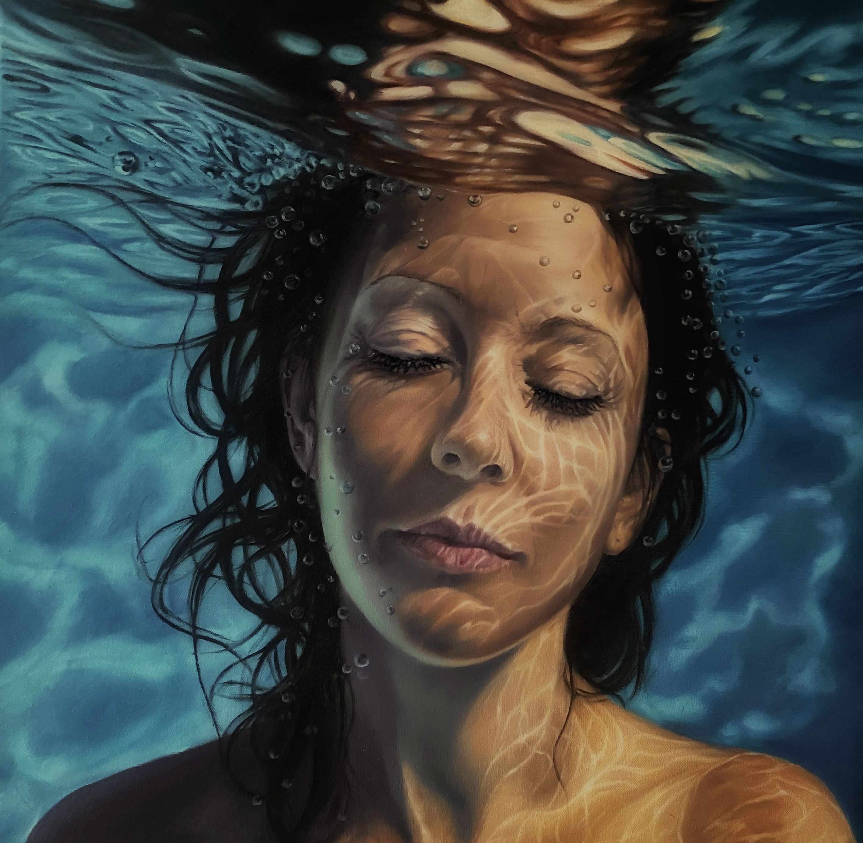 Liquid Memories by Lise Wessels, serene portrait of a woman in water