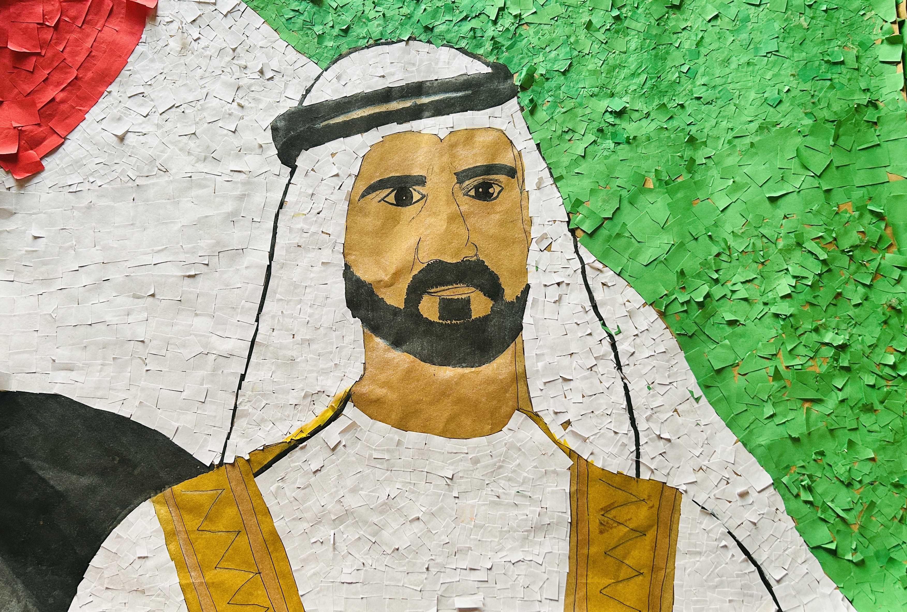 Mixed media art by Aarav G Palasseri featuring a portrait in traditional attire