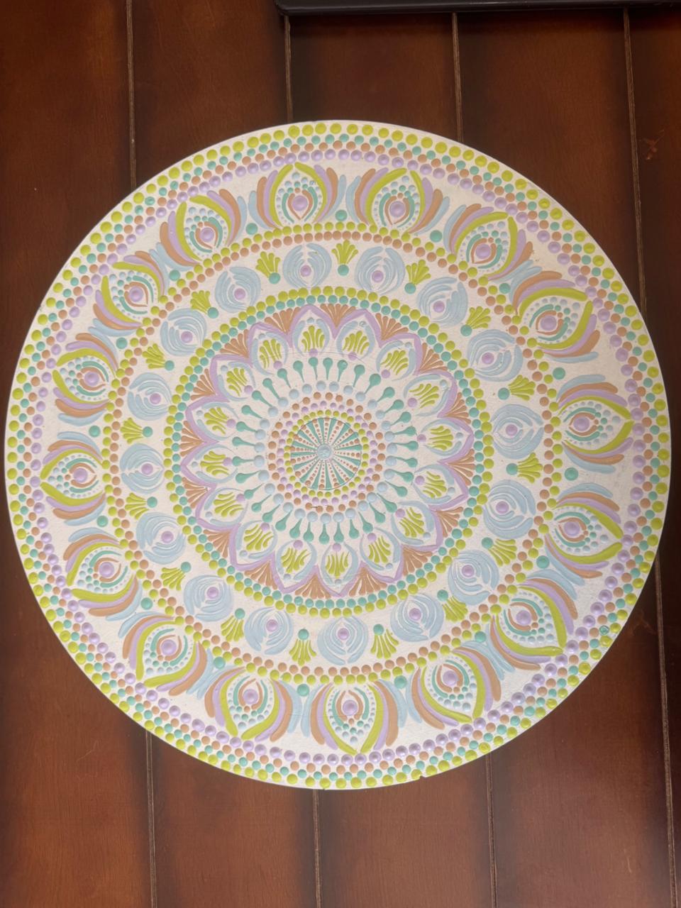 Dot mandala art by Sandhya Mithun - circular mandala design with pastel dot patterns