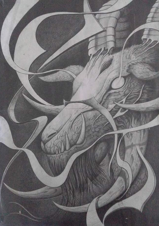 Custom artwork by Steven featuring horned creature