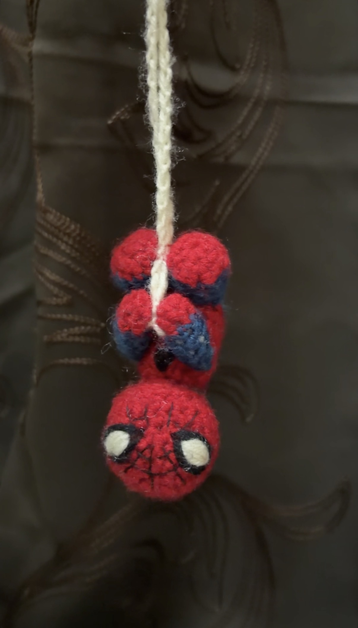 The Utimate Web-Slinger by Lubabah Khan, Spider-Man crochet in playful pose