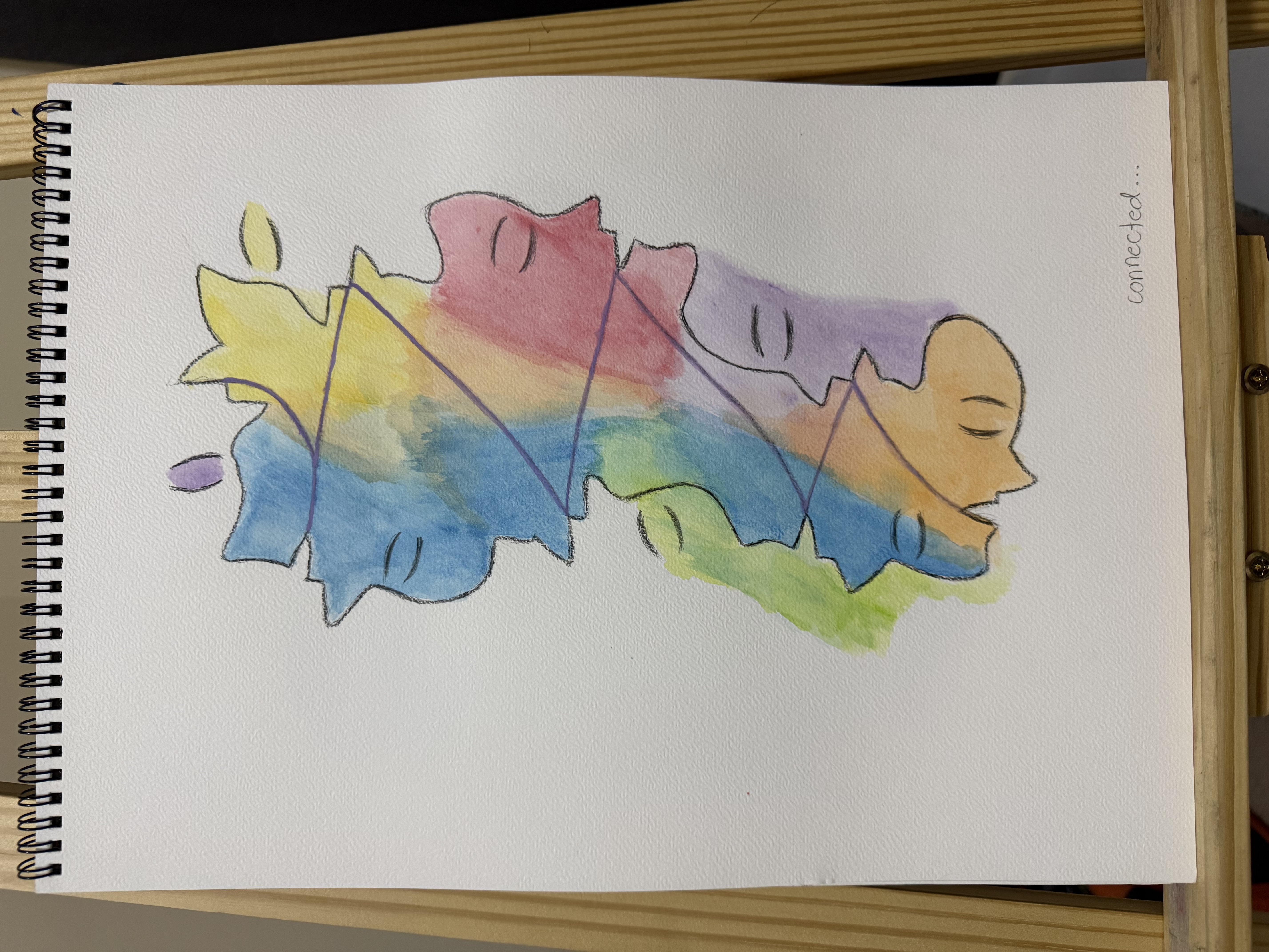 Connected by Rosario Lopez - abstract, flowing organic shapes with a rainbow spectrum