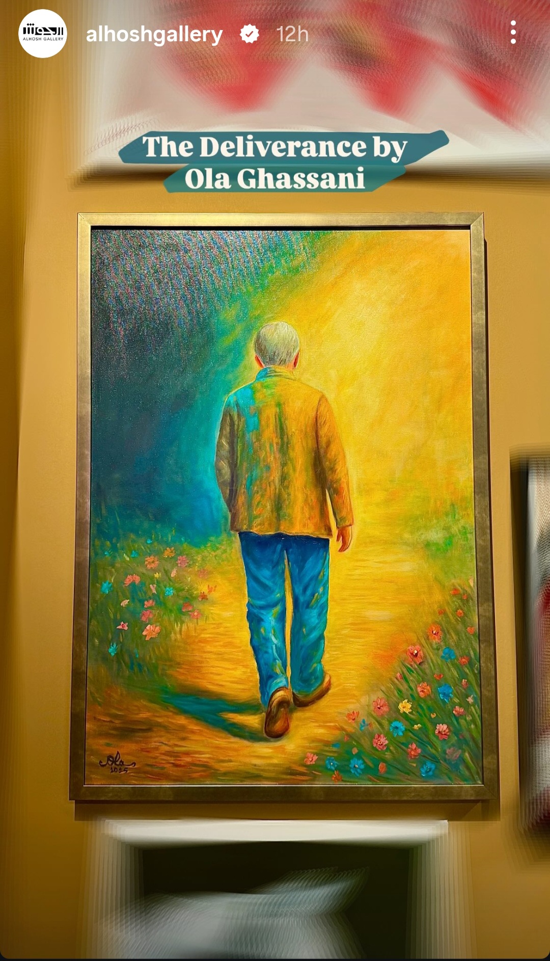 Deliverance by Ola Ghassani, figure in brown-orange jacket on path