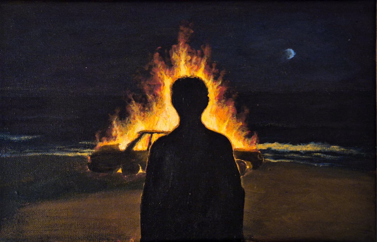 Destiny by Ahckam Sharaf Mohamed Rusfan, silhouette before fiery car