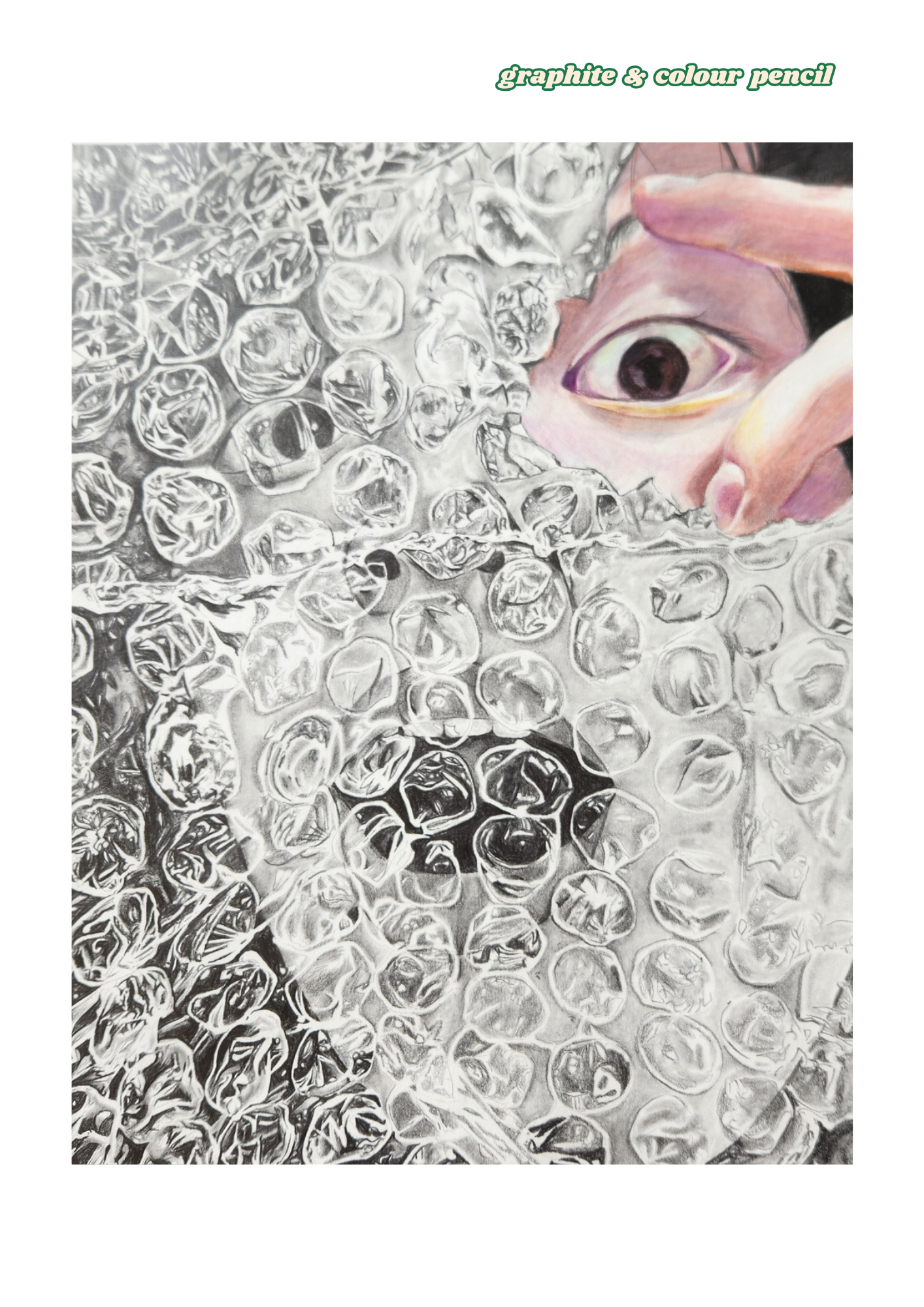 BREAKING FREE by Navya Sahu, close-up of face with bubble wrap