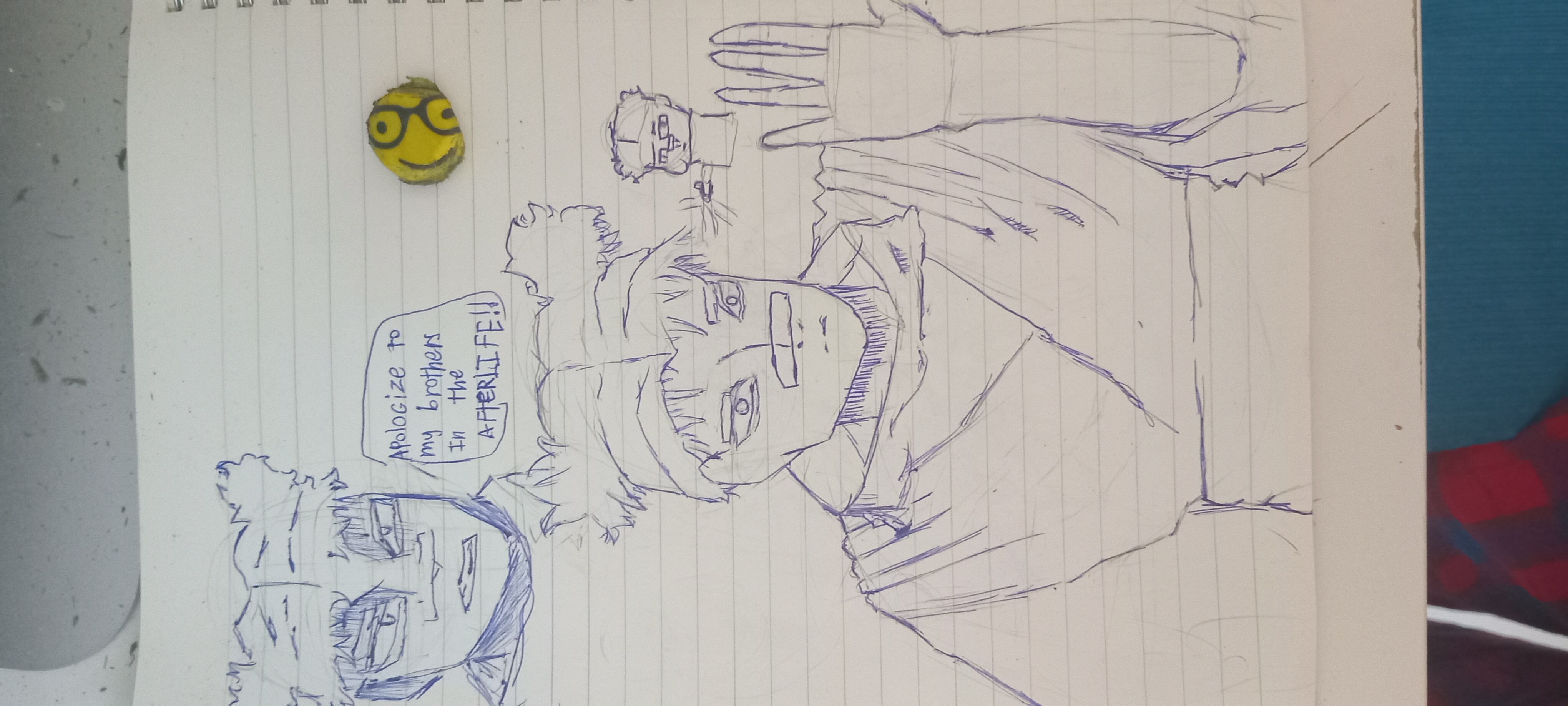 Choso by Sidd Attlee G Ali, a pen drawing of a character on a notebook page