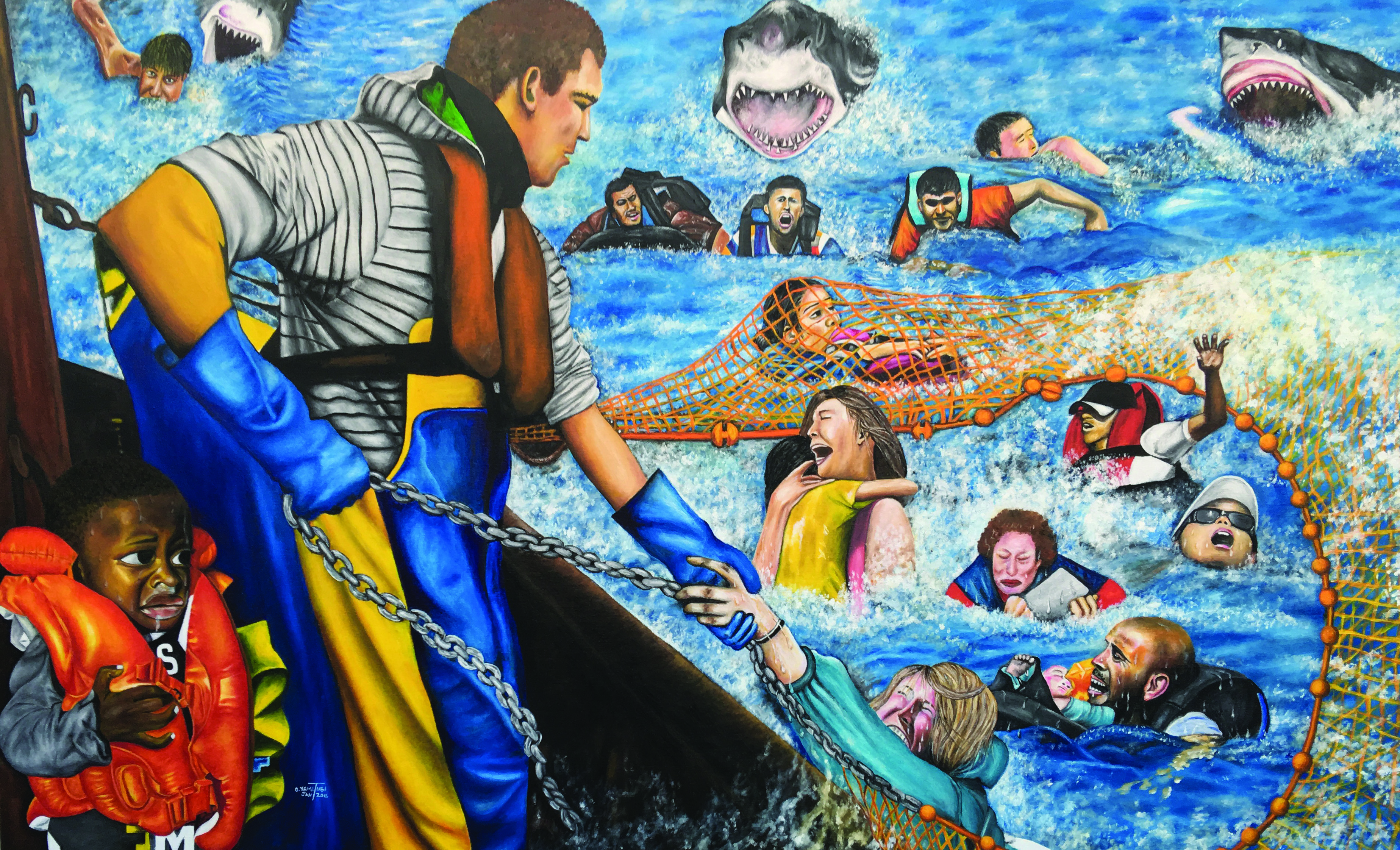 Fishers of Men by O Yemi Tubi - rescue scene in rough sea