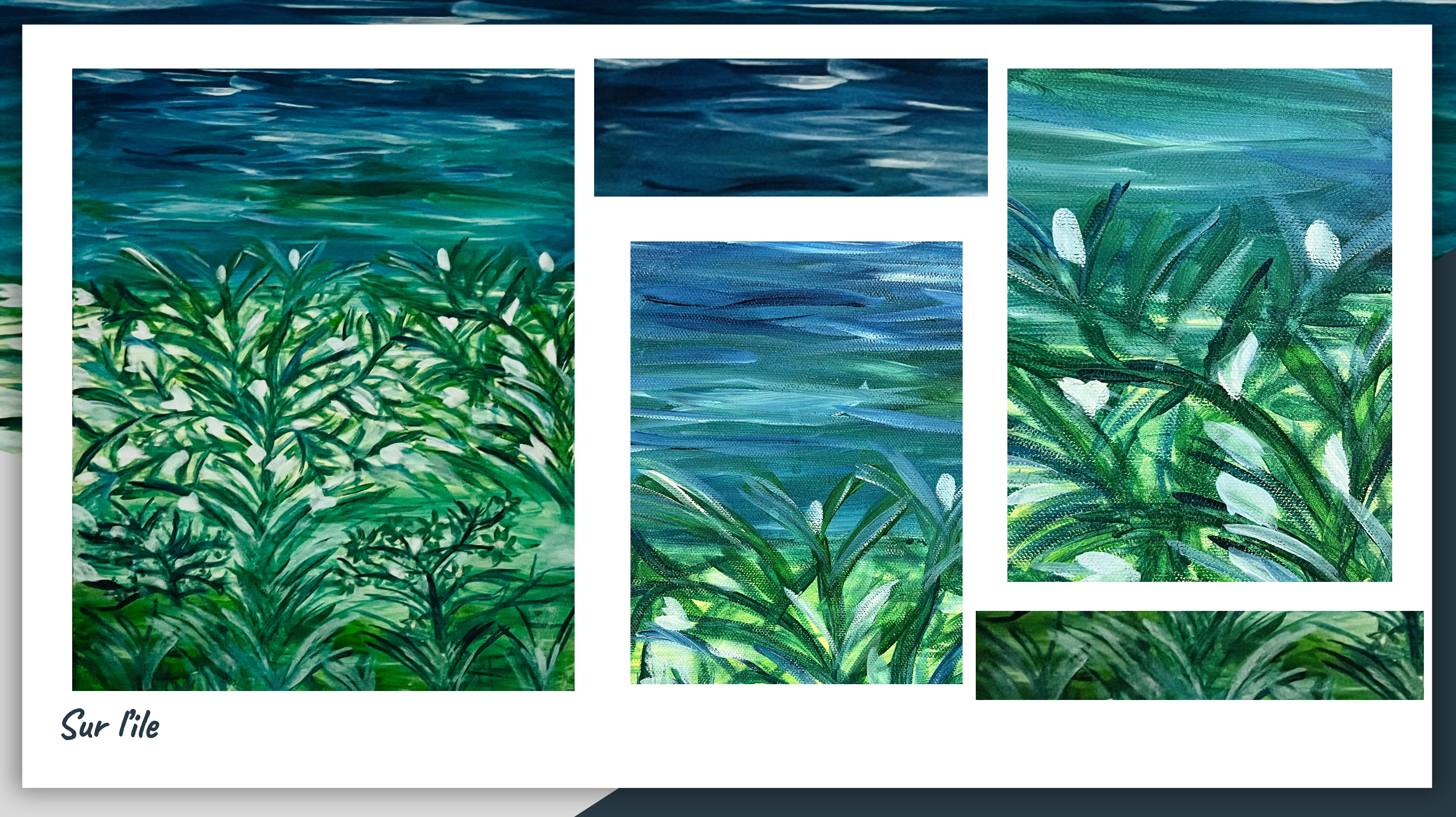 Sur L’Île by Odette Bossolo - vibrant watercolor of foliage and water