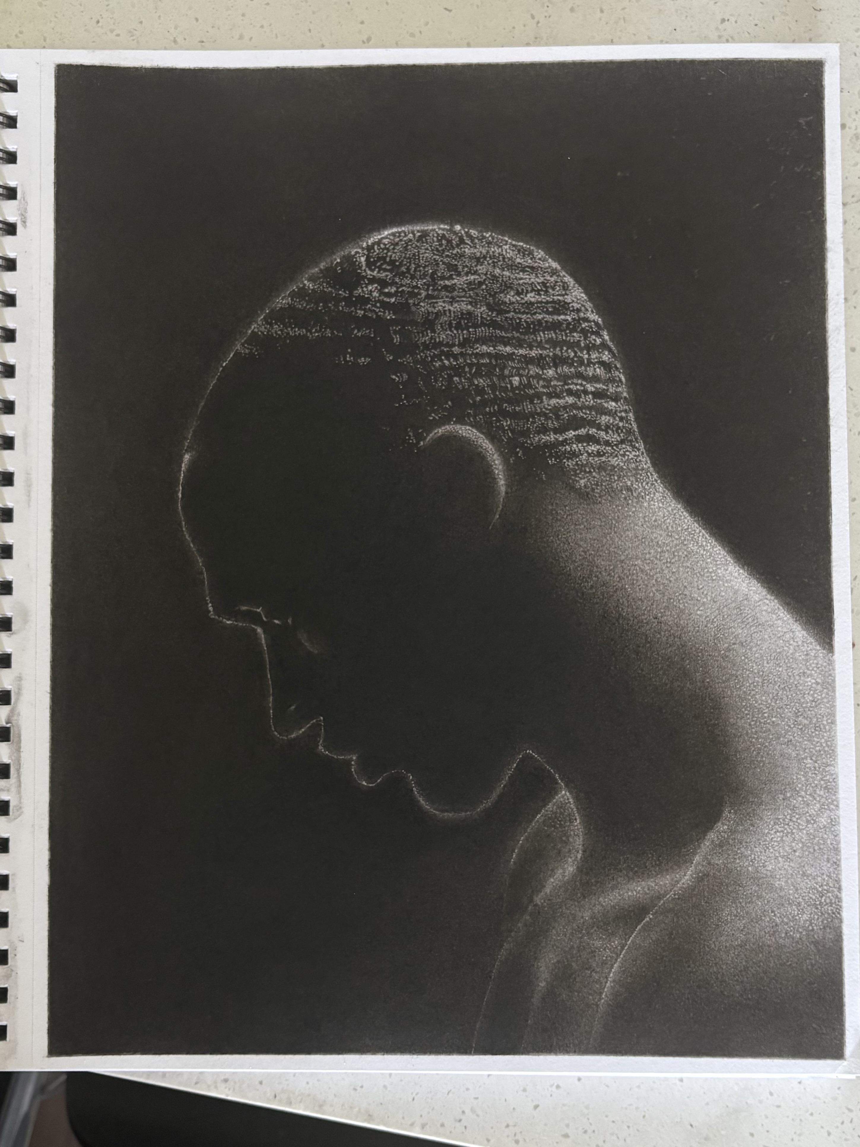 Where the light stands by Nathanael Morris-Mckenzie - human figure in monochromatic style