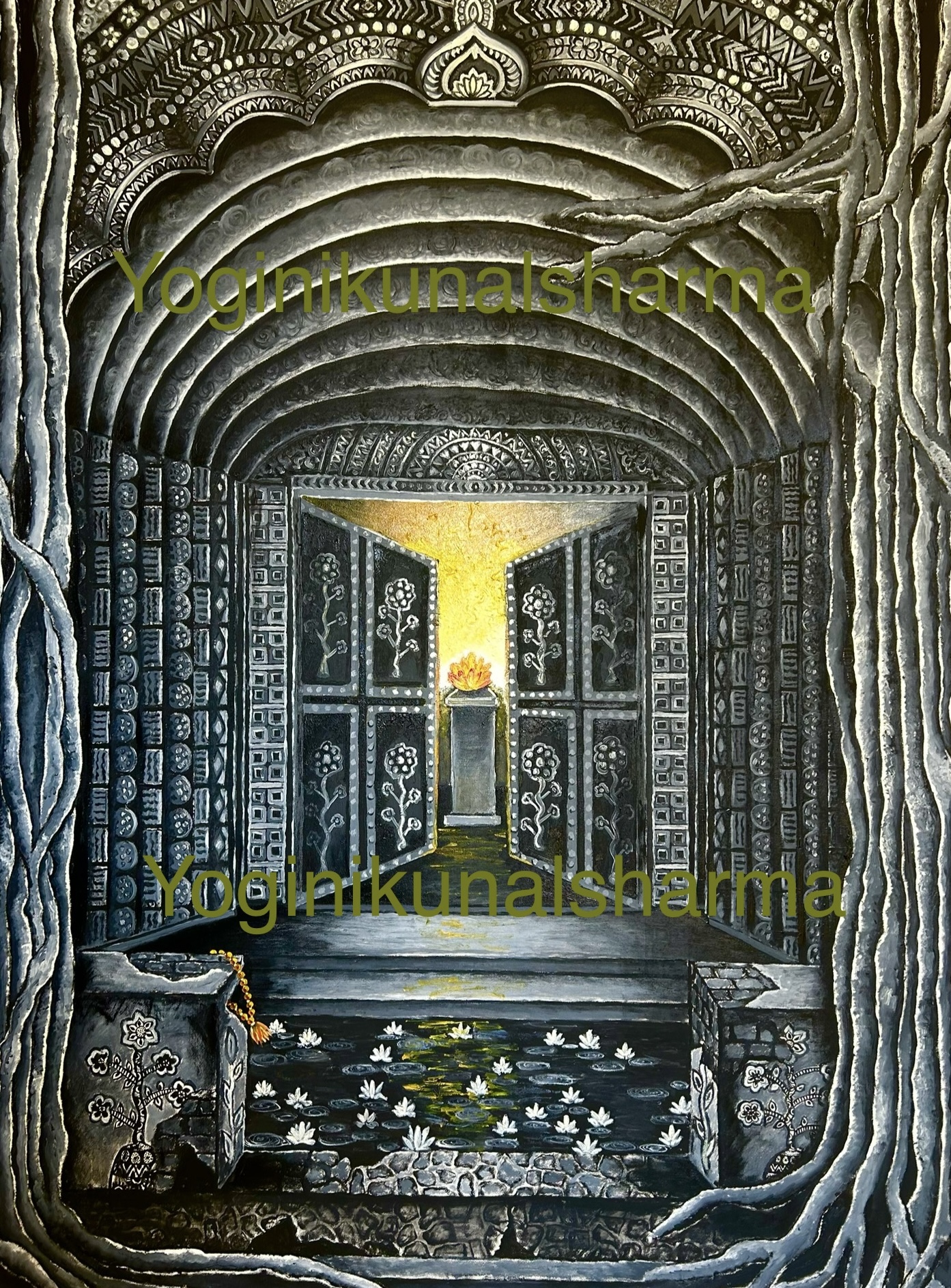 The Open door by Yogini Kunal Sharma, architectural scene with open door and light