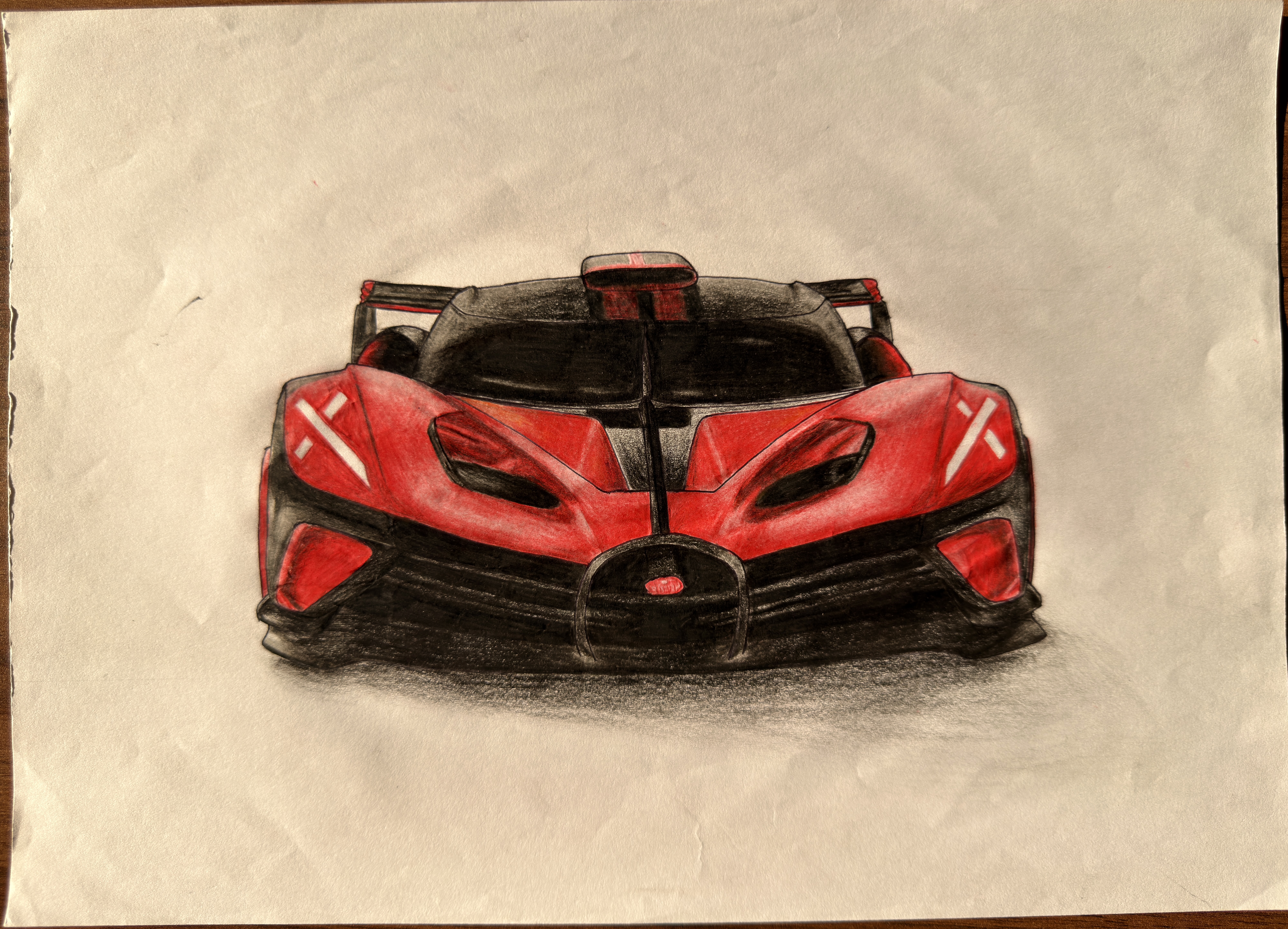 Bugatti Bolide by Afthy Sharaf Mohamed Rusfan, featuring a sleek and aerodynamic design with vibrant red and black colors.