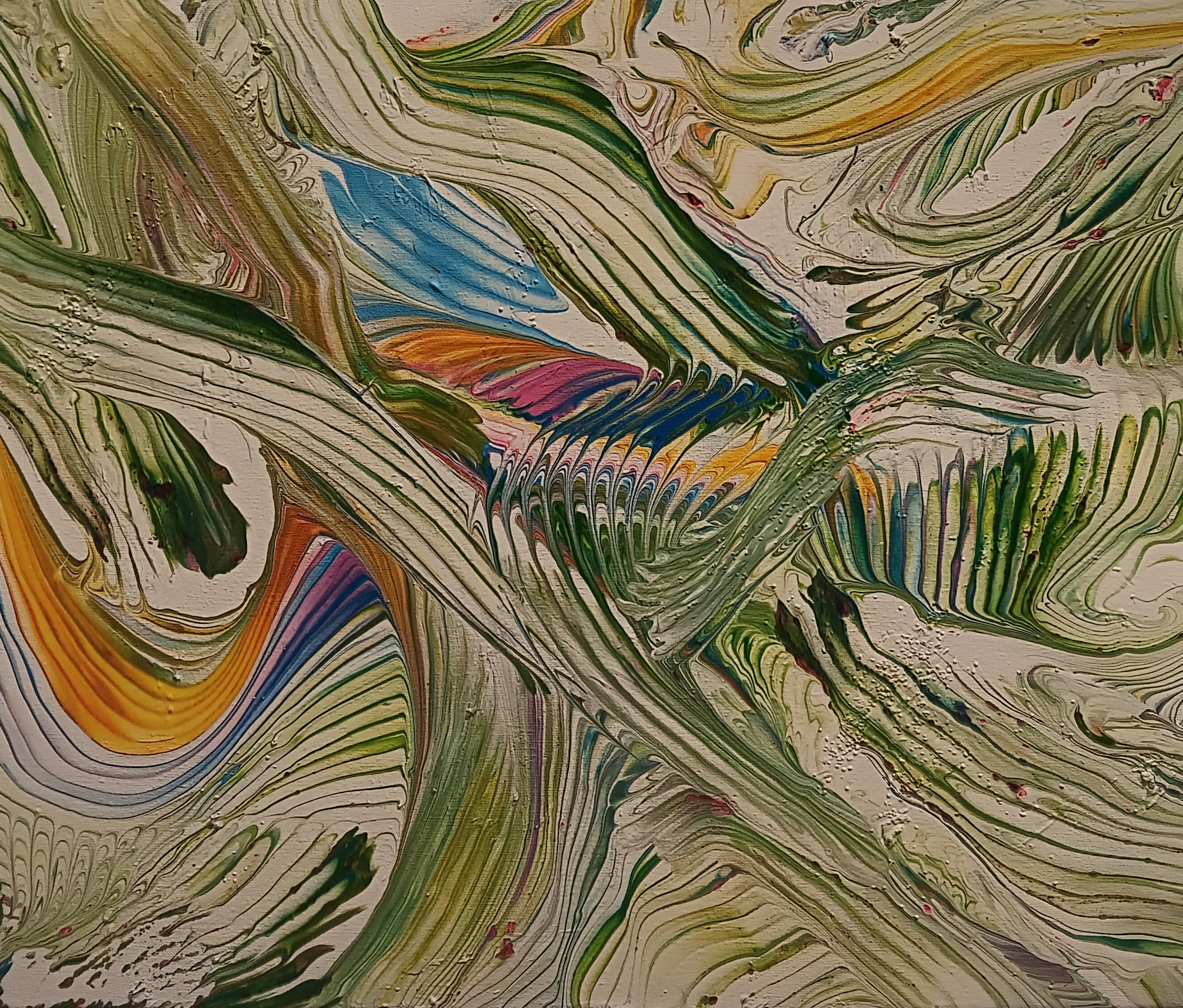 ILLUSIONS by Valerie Johnson - dynamic composition with green and vivid colors