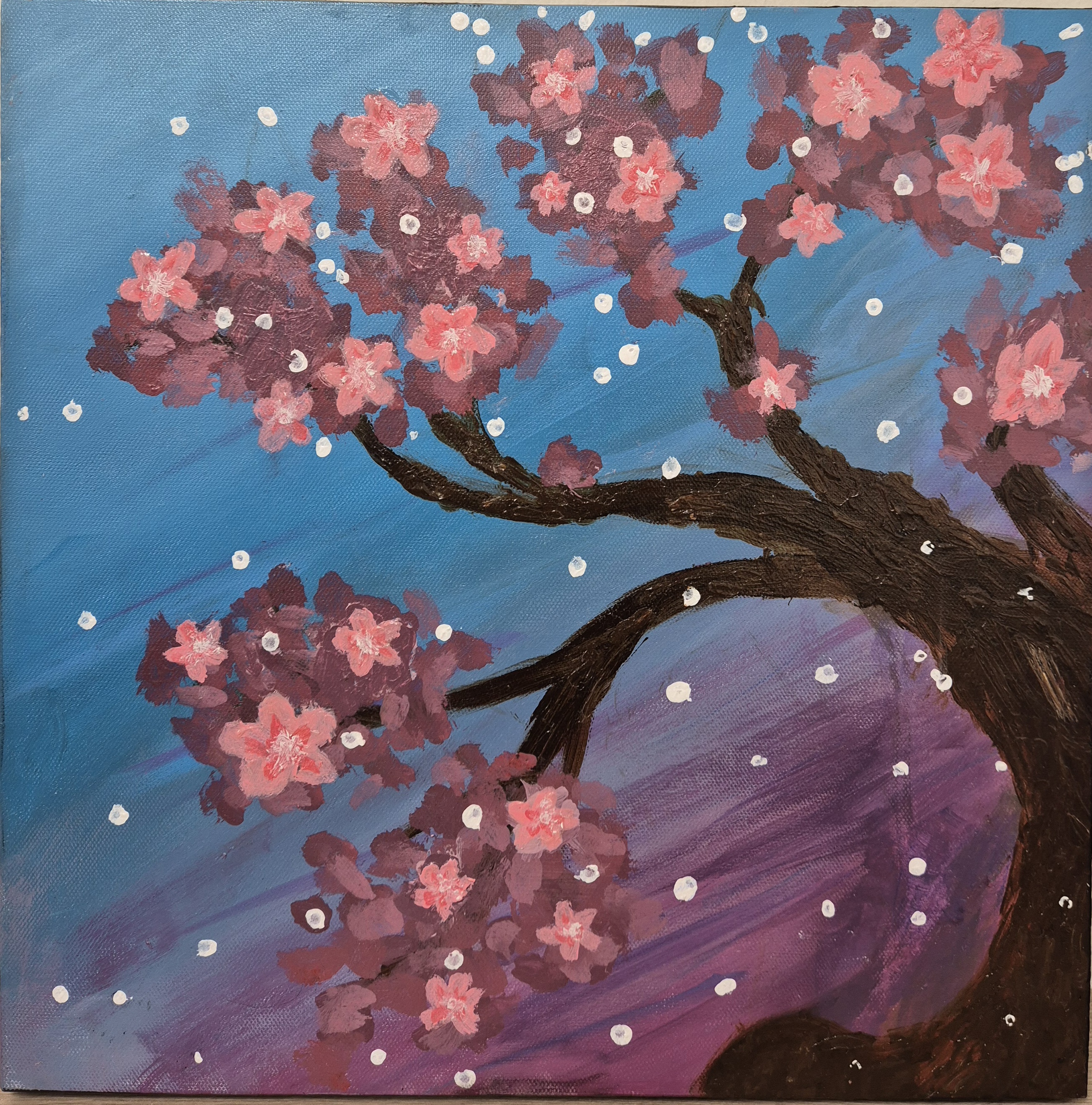 Cherry Blossom Peace by Shristhi Bodalia featuring a cherry blossom tree with a vibrant sky