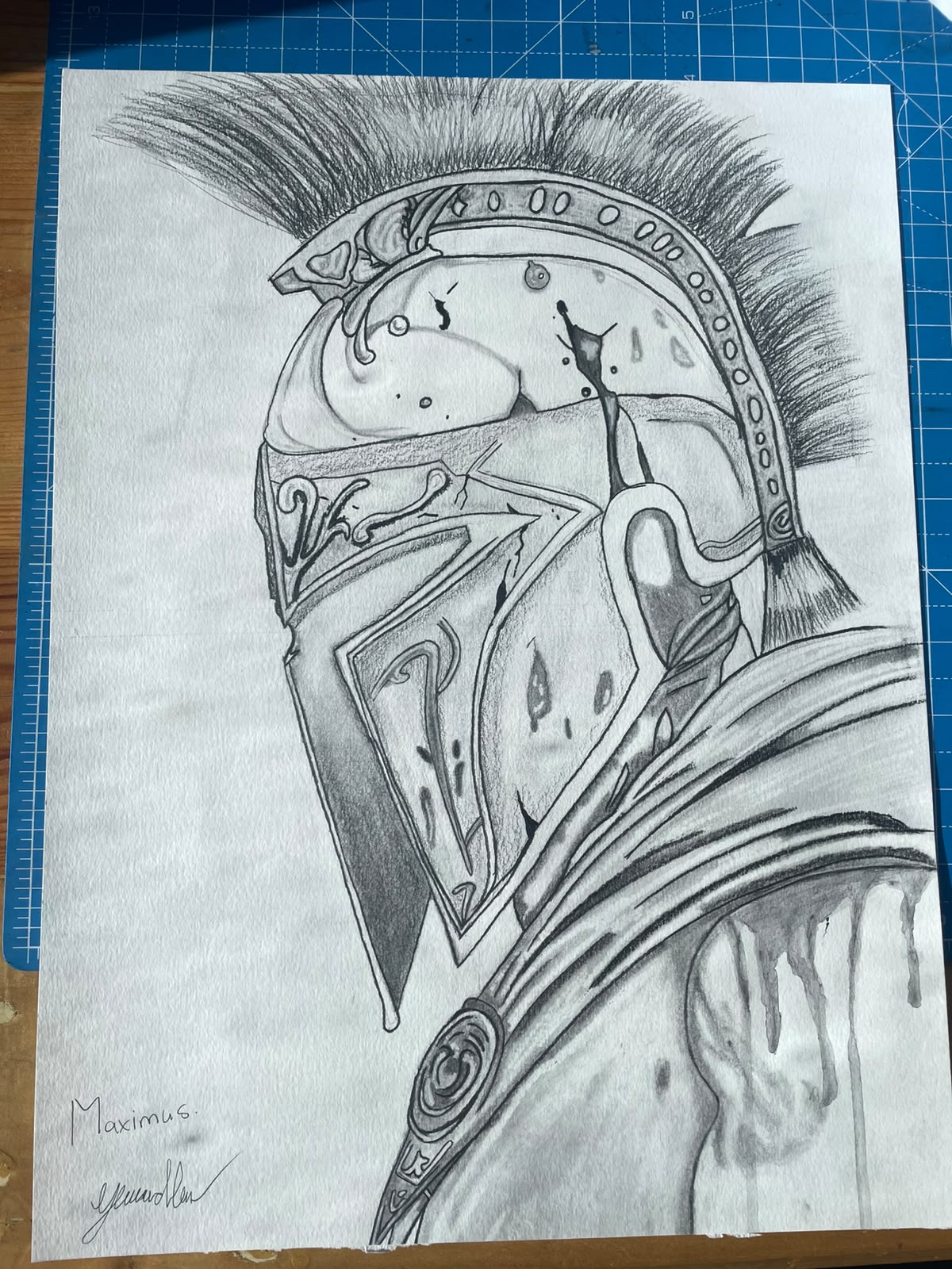 Maximillian The Third by Gillian van den Heever, profile view of soldier with ornate helmet