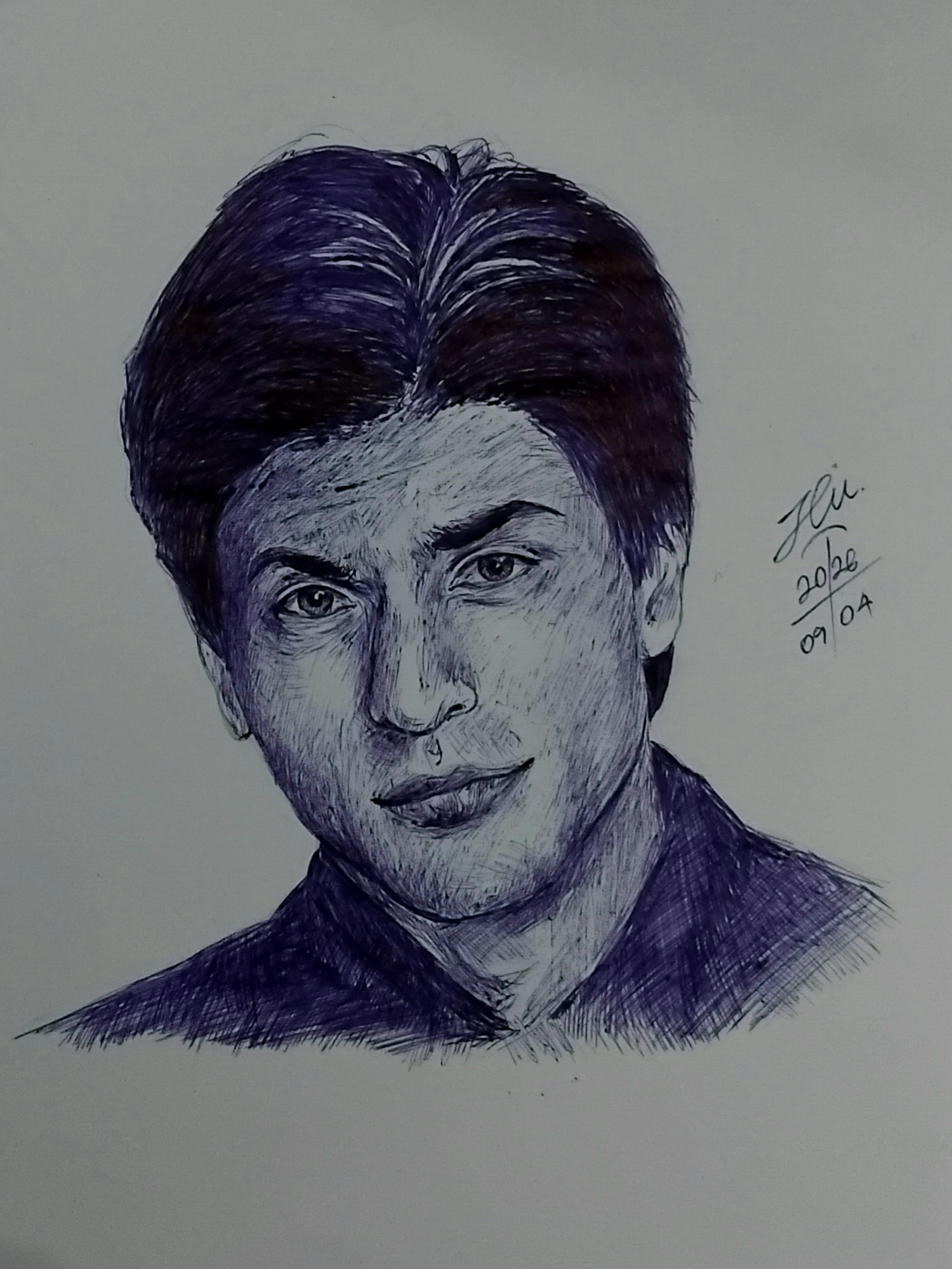 King Khan by Janani Chamodya Morawaka, detailed blue portrait