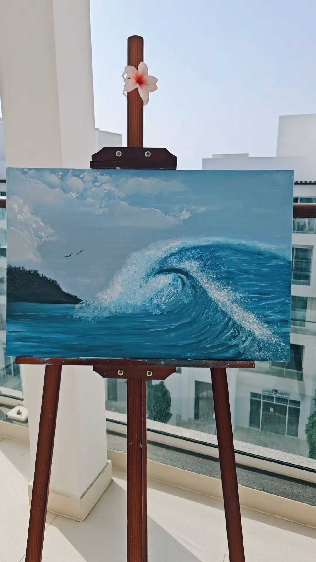 The Wave by Alagoz Osmanova, vivid seascape with curling wave